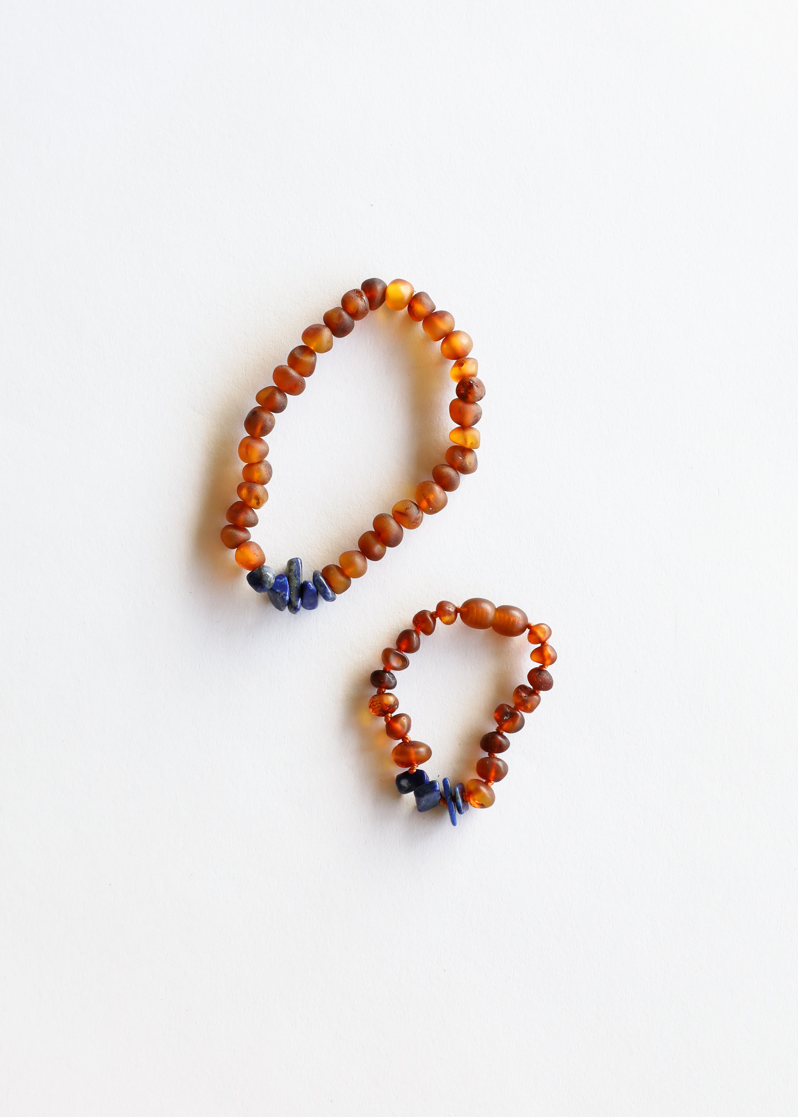 Raw Cognac Baltic Amber + Lapis Lazuli || Bracelet Set by CanyonLeaf
