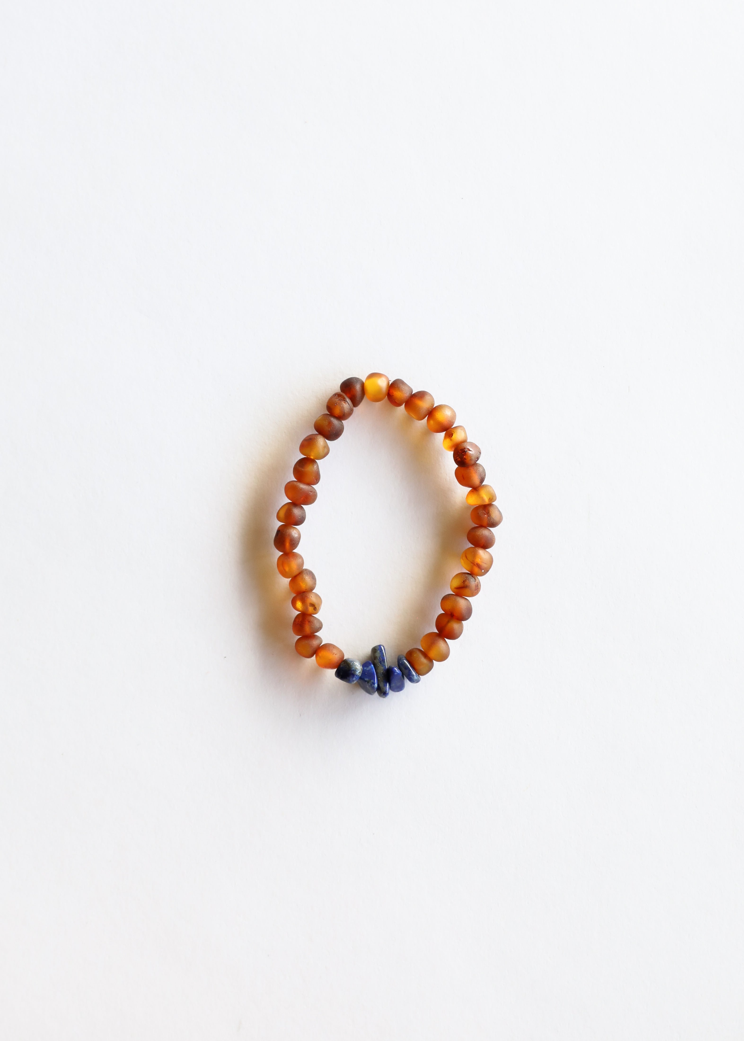 Raw Cognac Baltic Amber + Lapis Lazuli || Adult Stretch Bracelet by CanyonLeaf