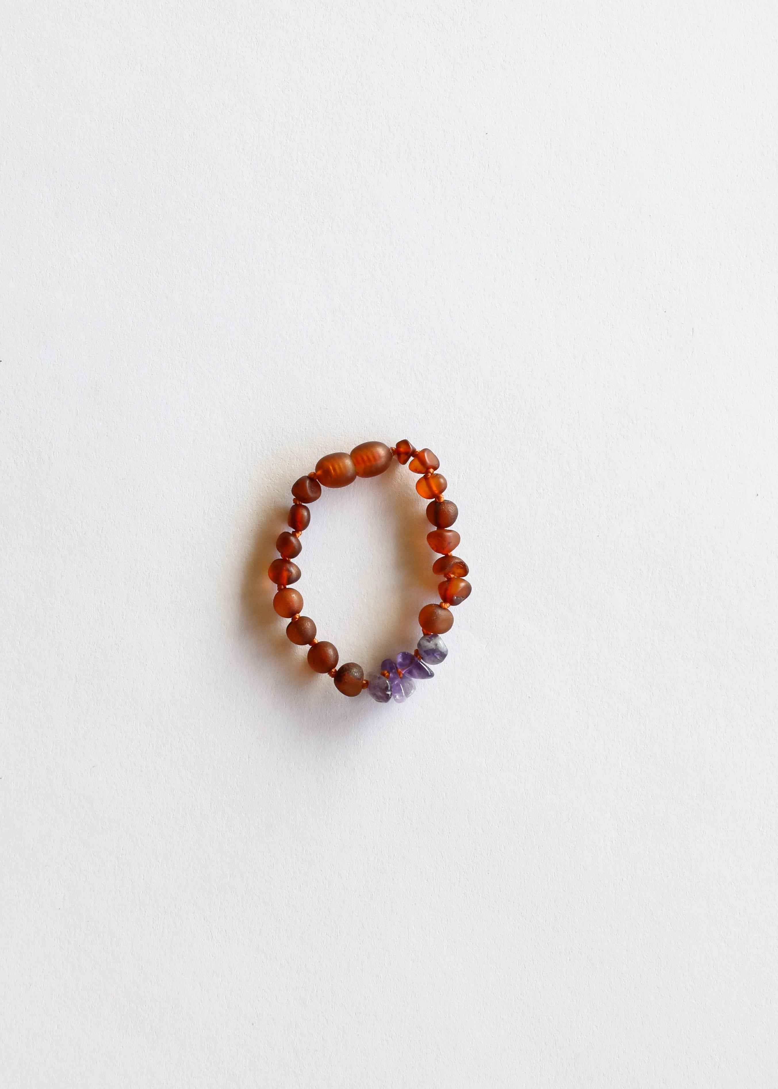 Raw Cognac Baltic Amber + Raw Amethyst || Anklet or Bracelet by CanyonLeaf