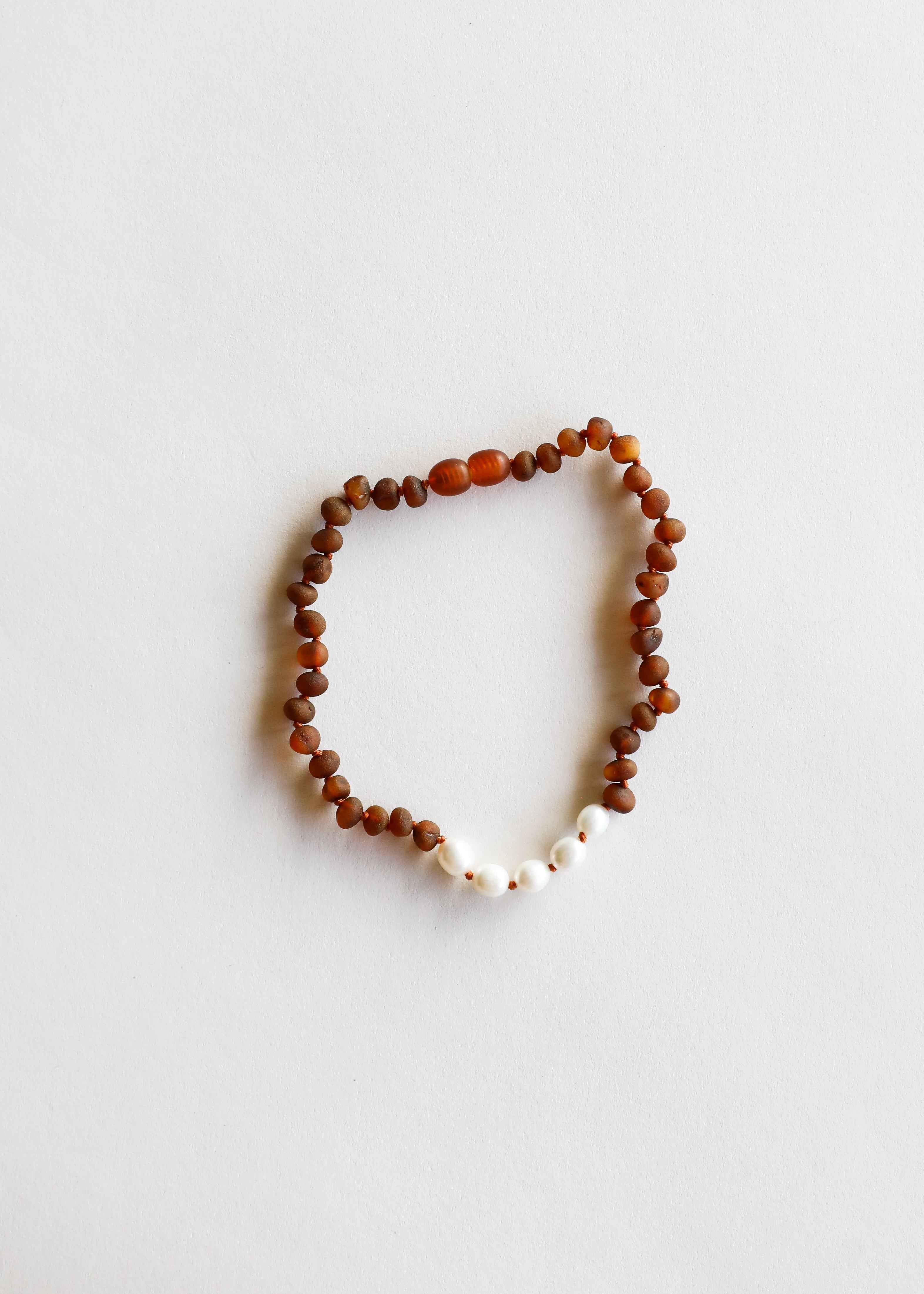 Raw Cognac Baltic Amber + Pearls || Necklace by CanyonLeaf