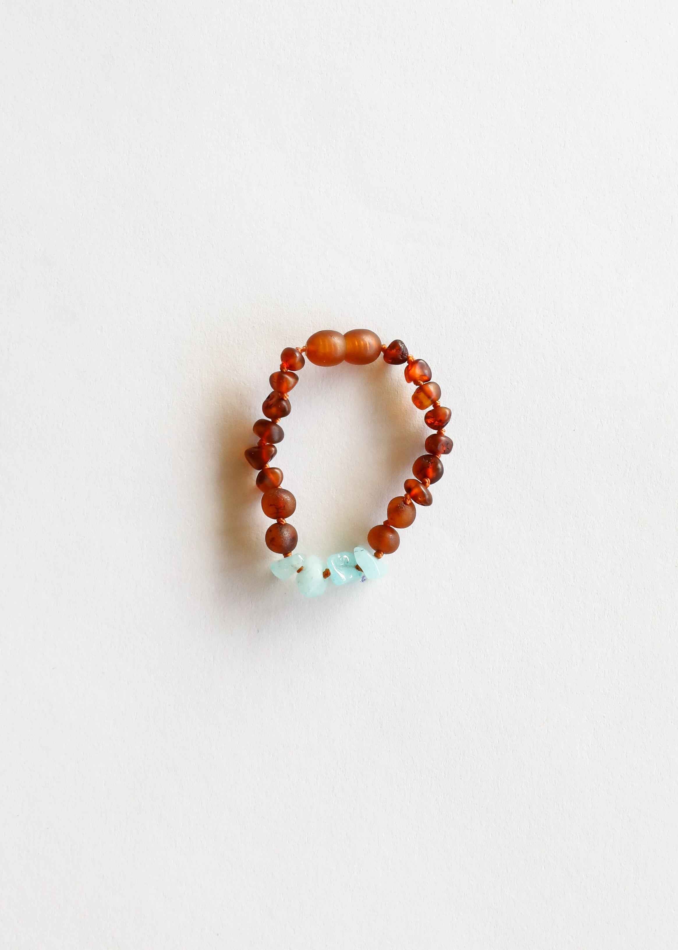 Raw Cognac Baltic Amber + Aquamarine || Anklet or Bracelet by CanyonLeaf