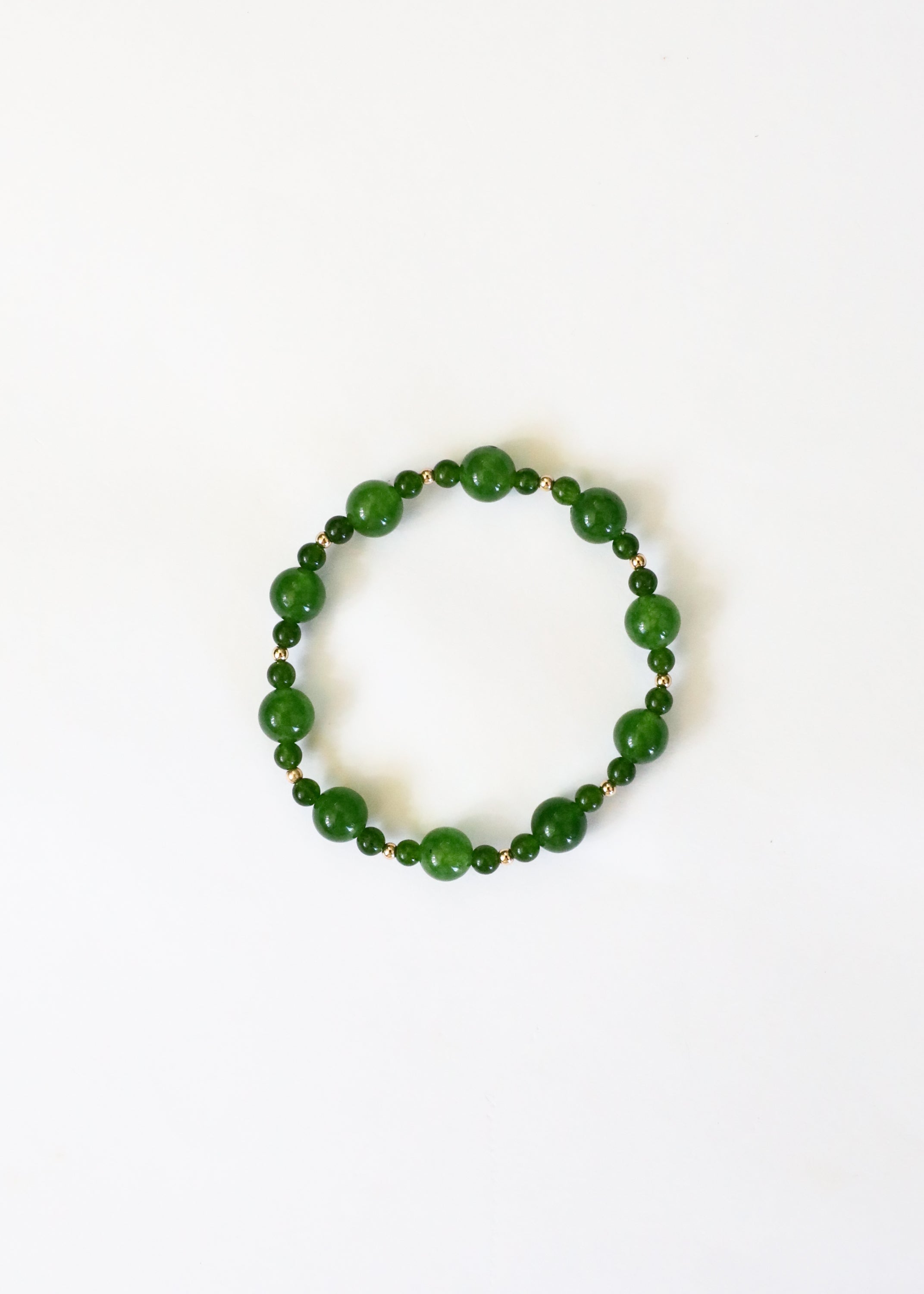 Green Jade + 14k Gold Filled || Stretch Bracelet by CanyonLeaf