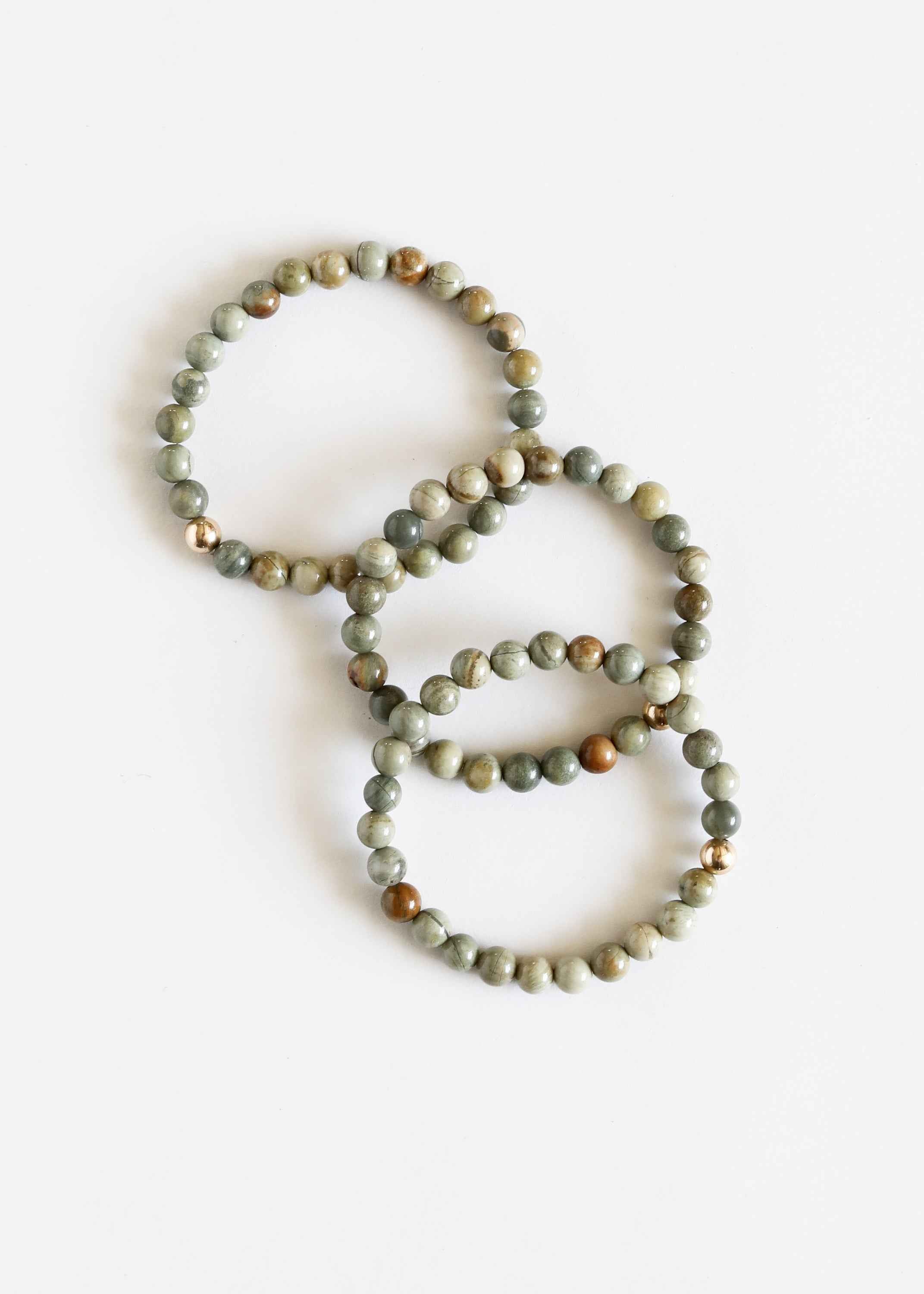 Silver Leaf Jasper + 14k Gold Filled || Adult Bracelet by CanyonLeaf