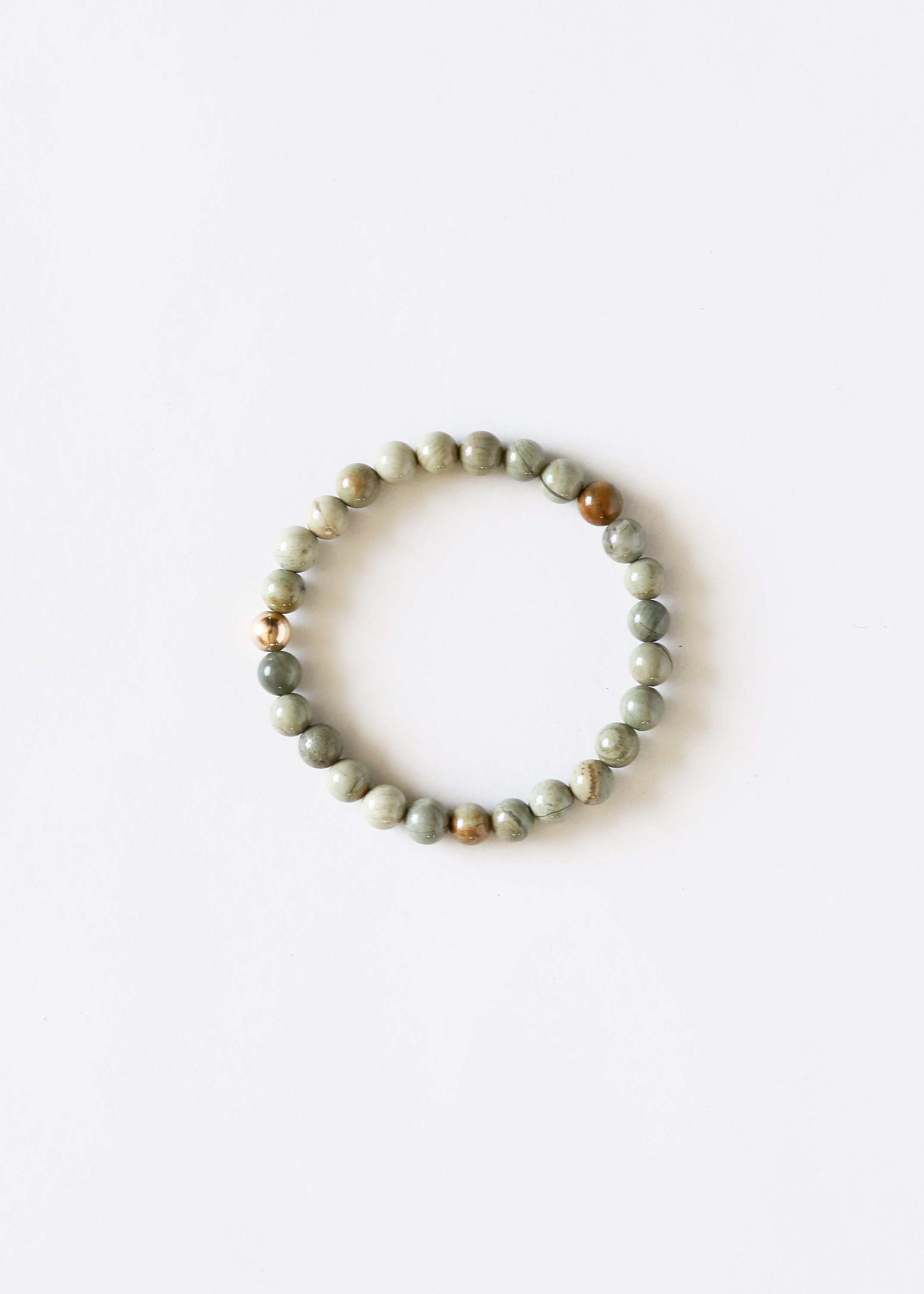 Silver Leaf Jasper + 14k Gold Filled || Adult Bracelet by CanyonLeaf
