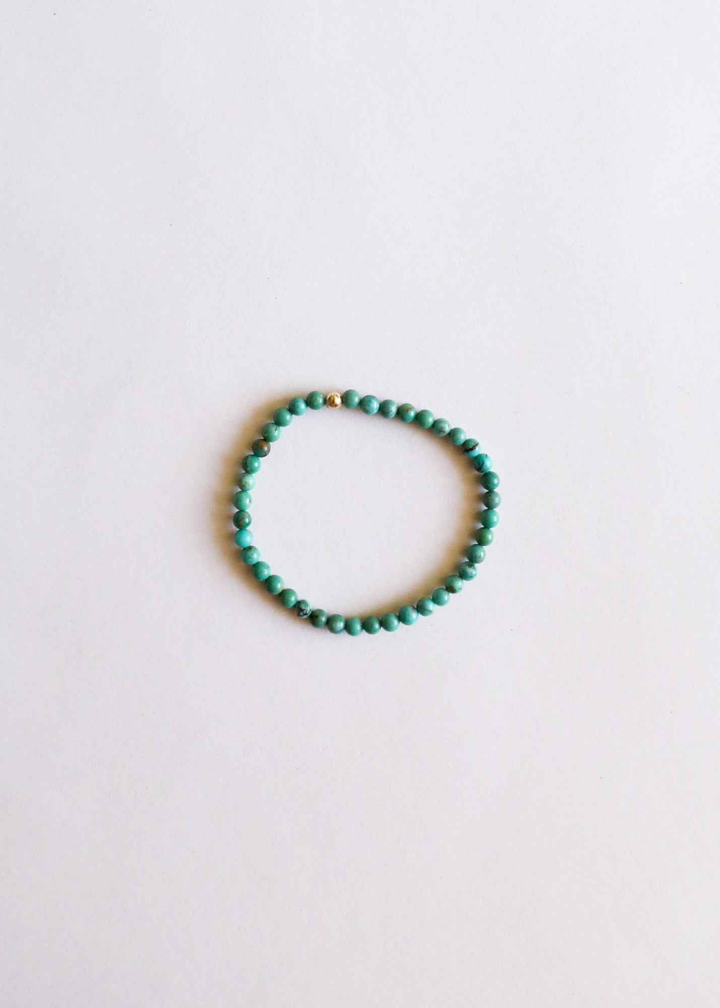 Natural Turquoise + 14K Gold Filled || Beaded Stretch Bracelet