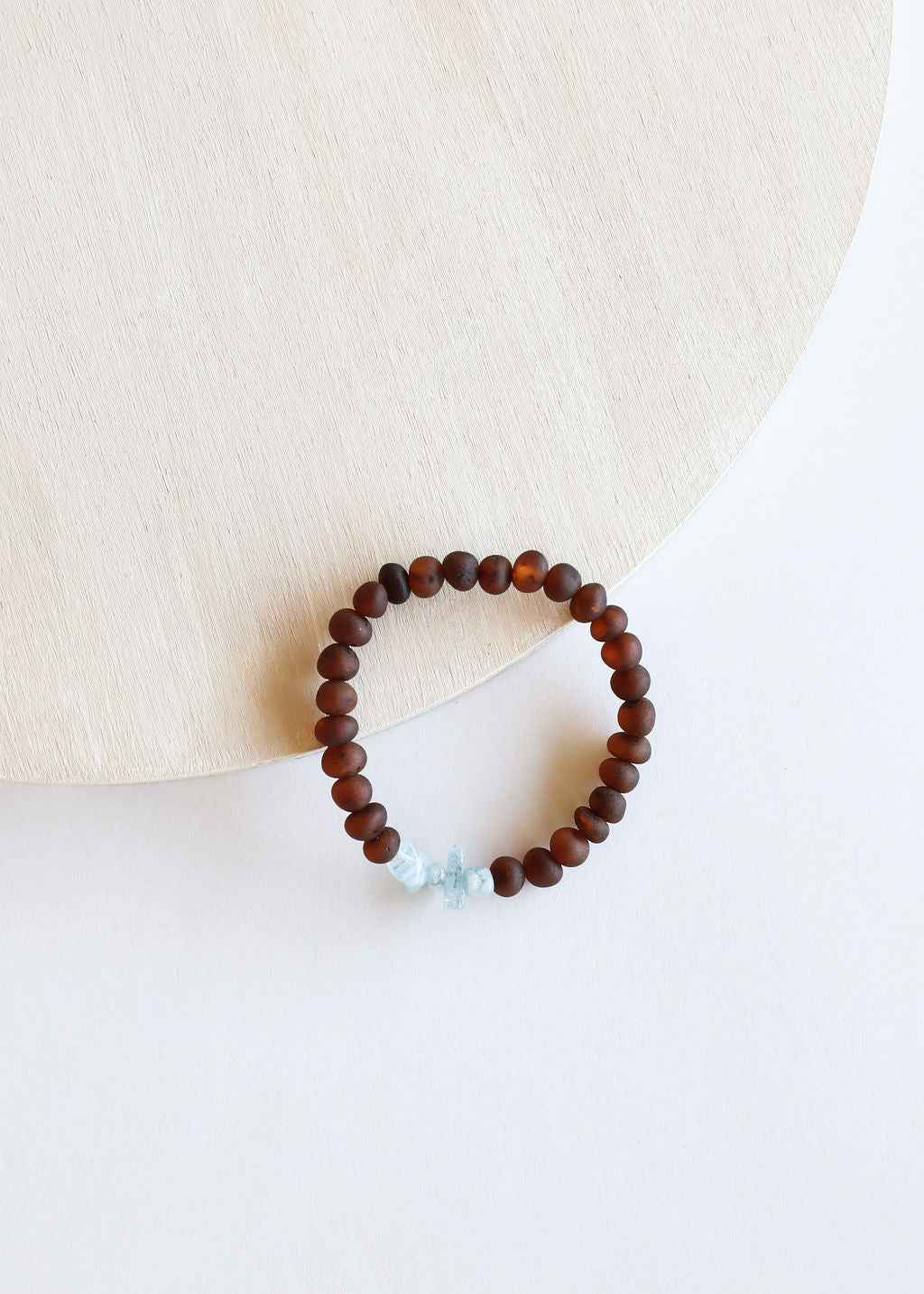 Raw Cognac Baltic Amber + Aquamarine || Adult Bracelet by CanyonLeaf