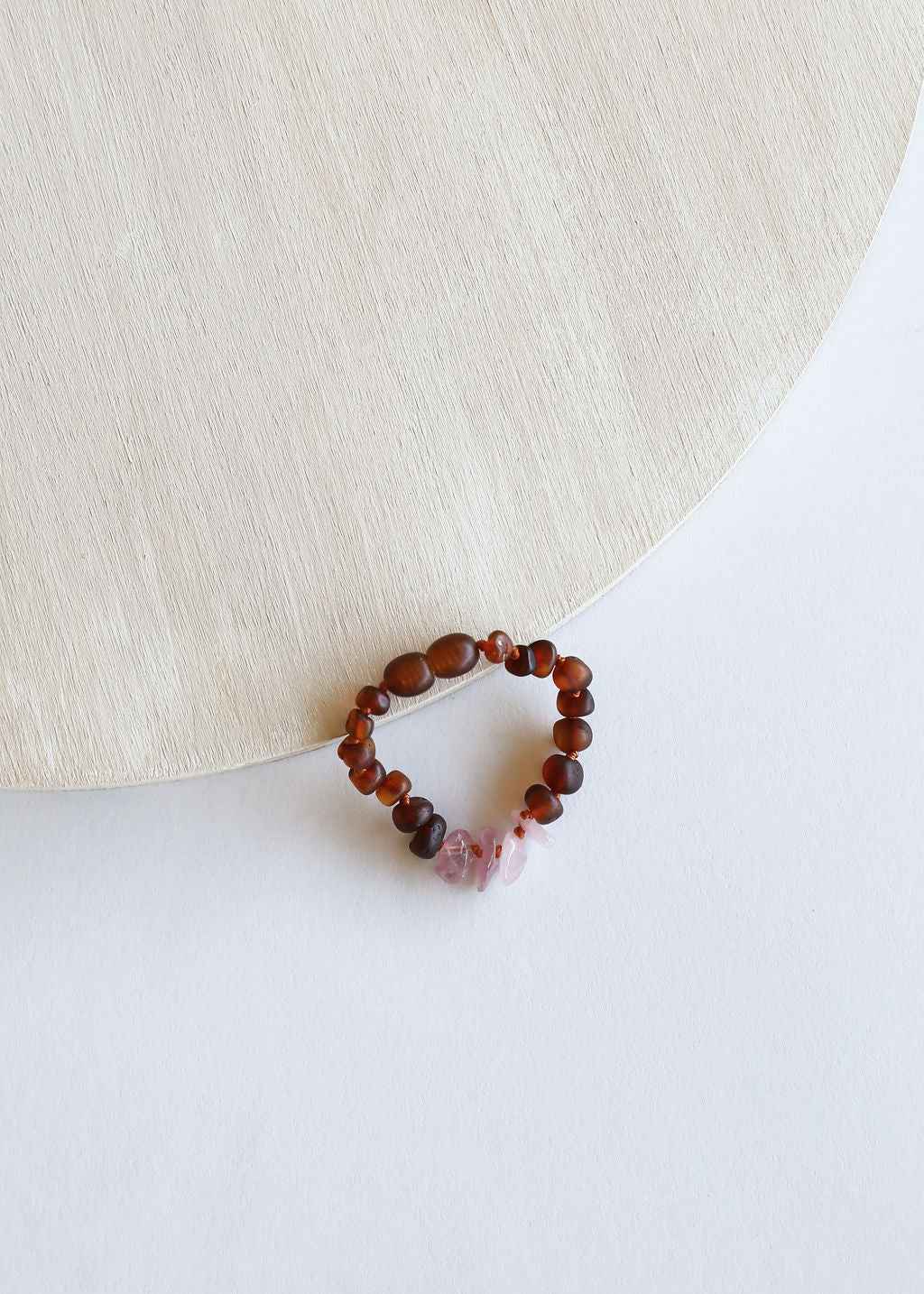 Raw Cognac Baltic Amber + Raw Rose Quartz || Anklet or Bracelet