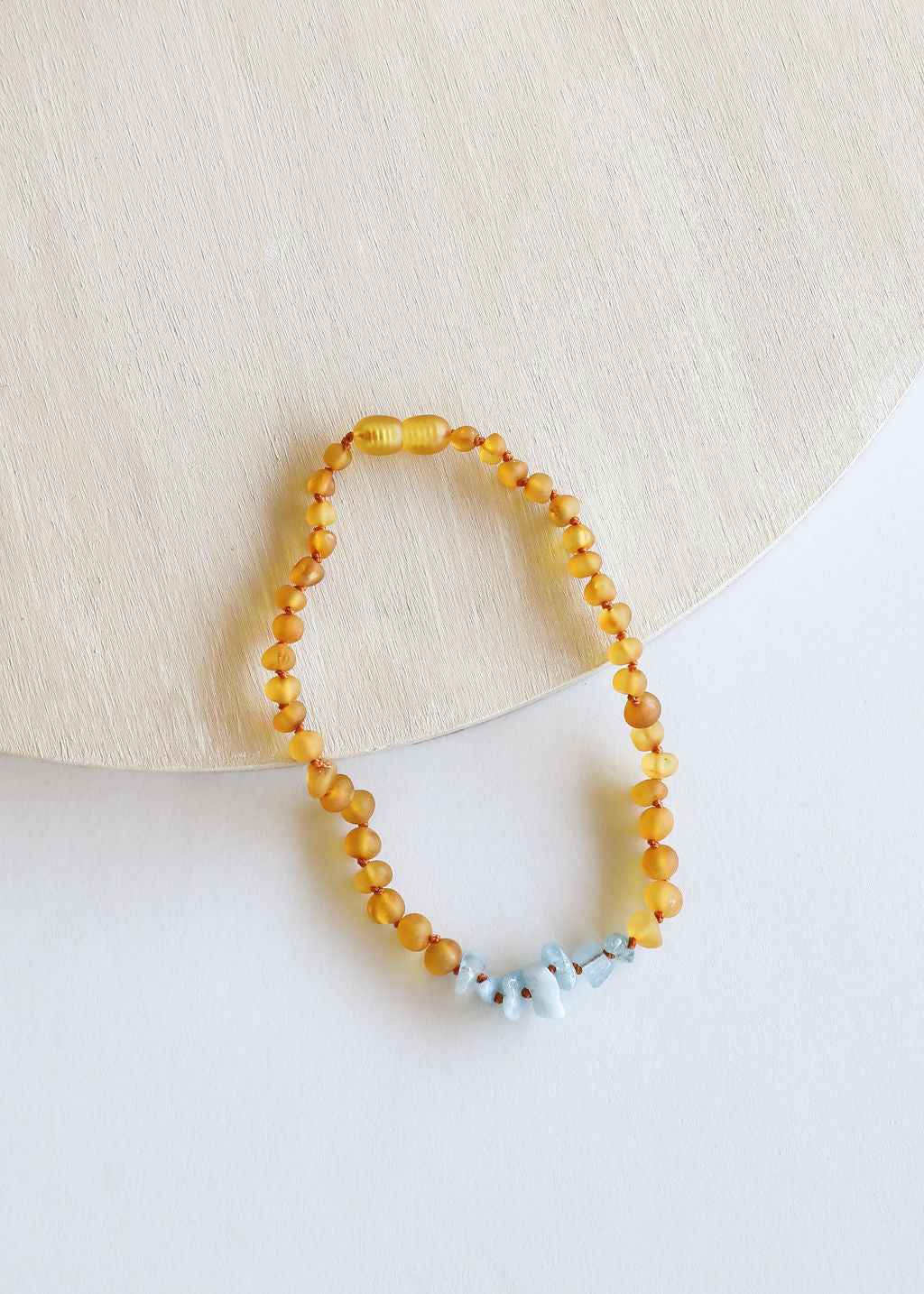 Raw Honey Baltic Amber + Aquamarine || Necklace