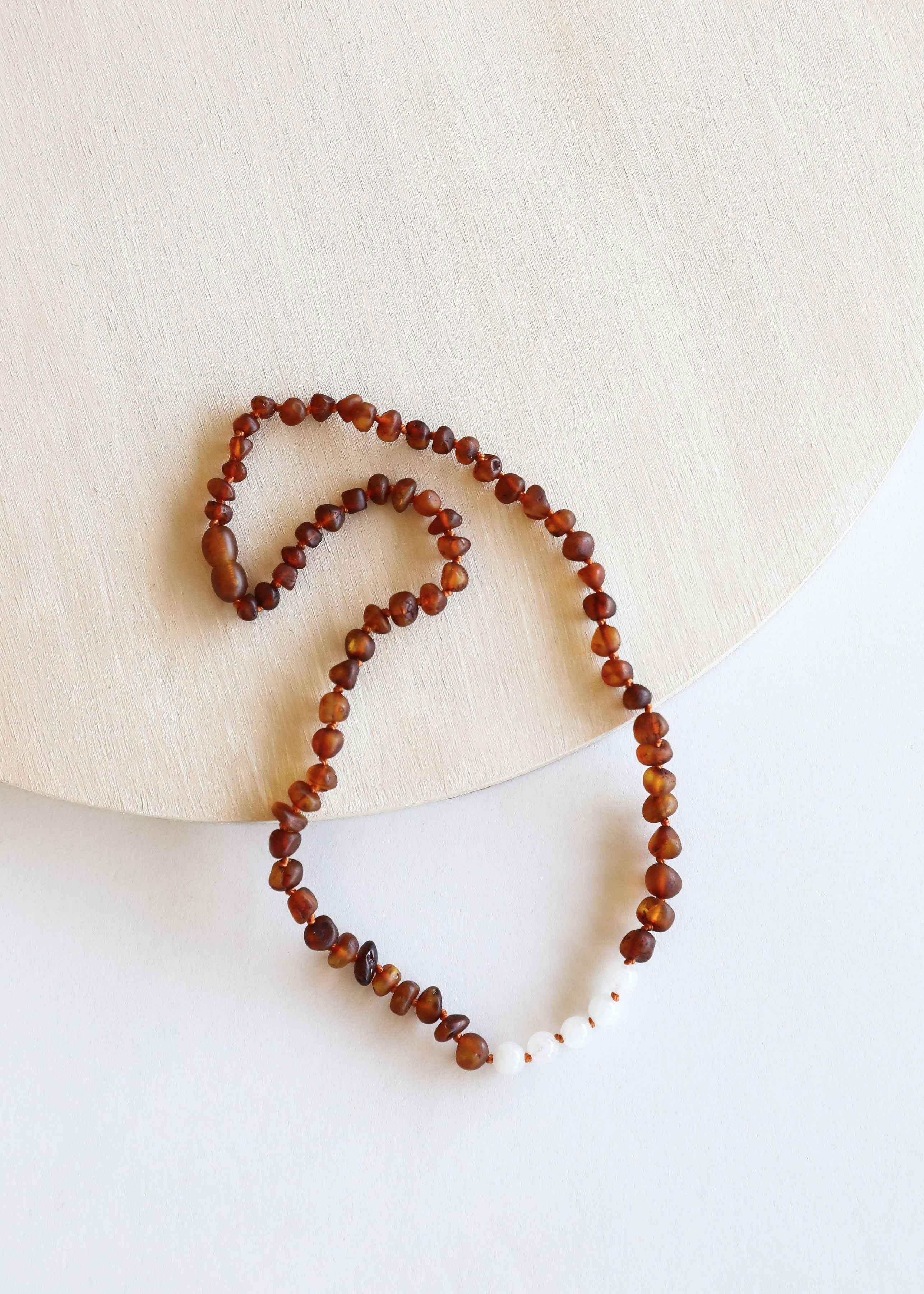 Raw Cognac Baltic Amber + Moonstone || Necklace Set by CanyonLeaf