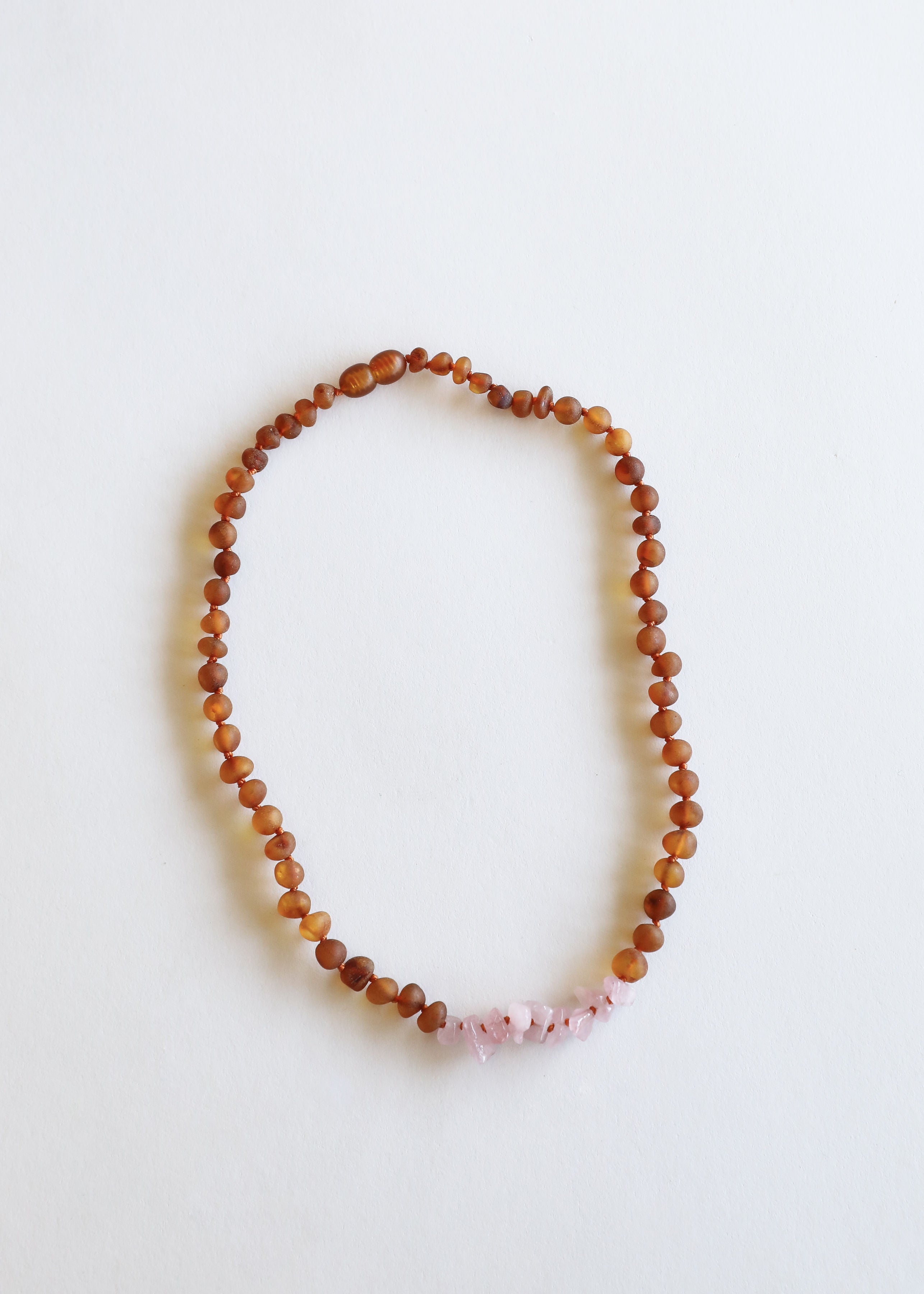 Raw Cognac Baltic Amber + Raw Rose Quartz || Necklace Set by CanyonLeaf