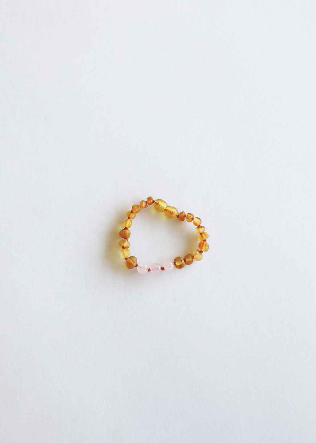 Raw Honey Baltic Amber + Rose Quartz || Anklet or Bracelet by CanyonLeaf