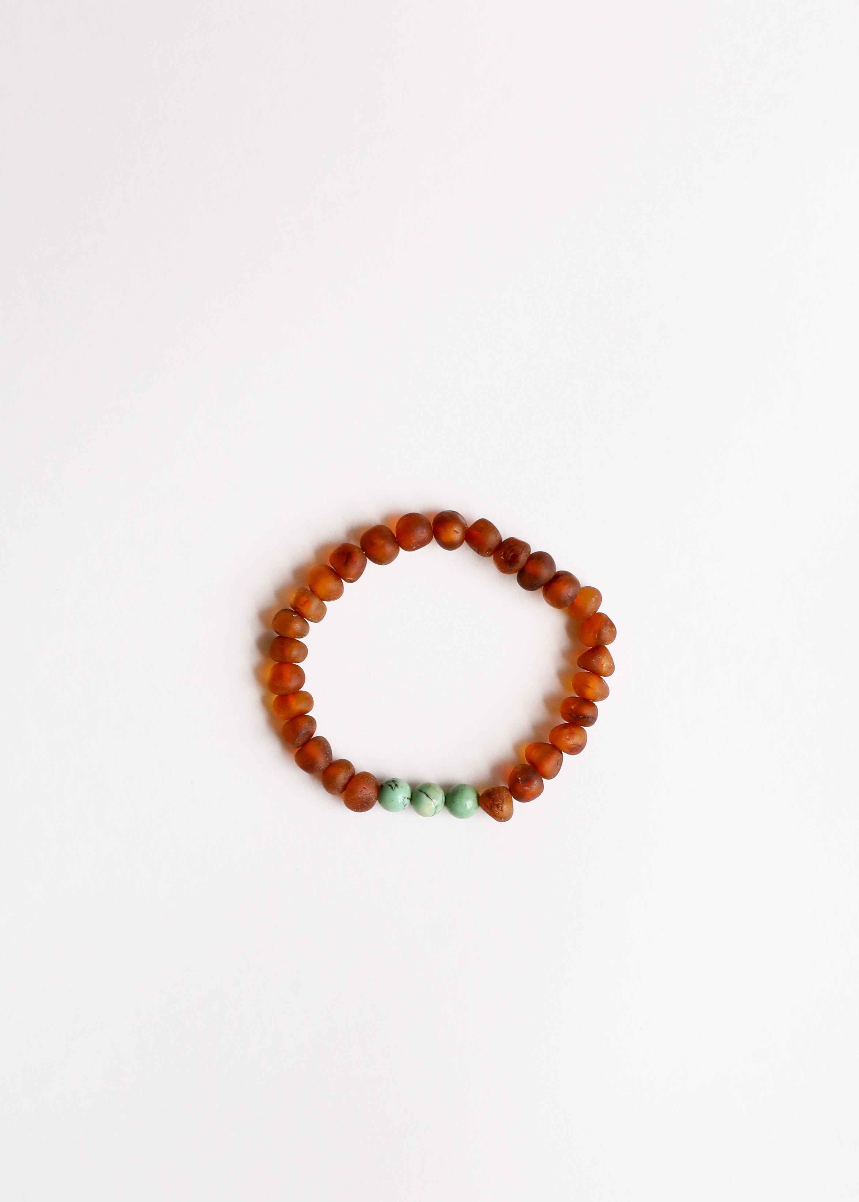 Raw Cognac Baltic Amber + Turquoise Jasper || Adult Bracelet