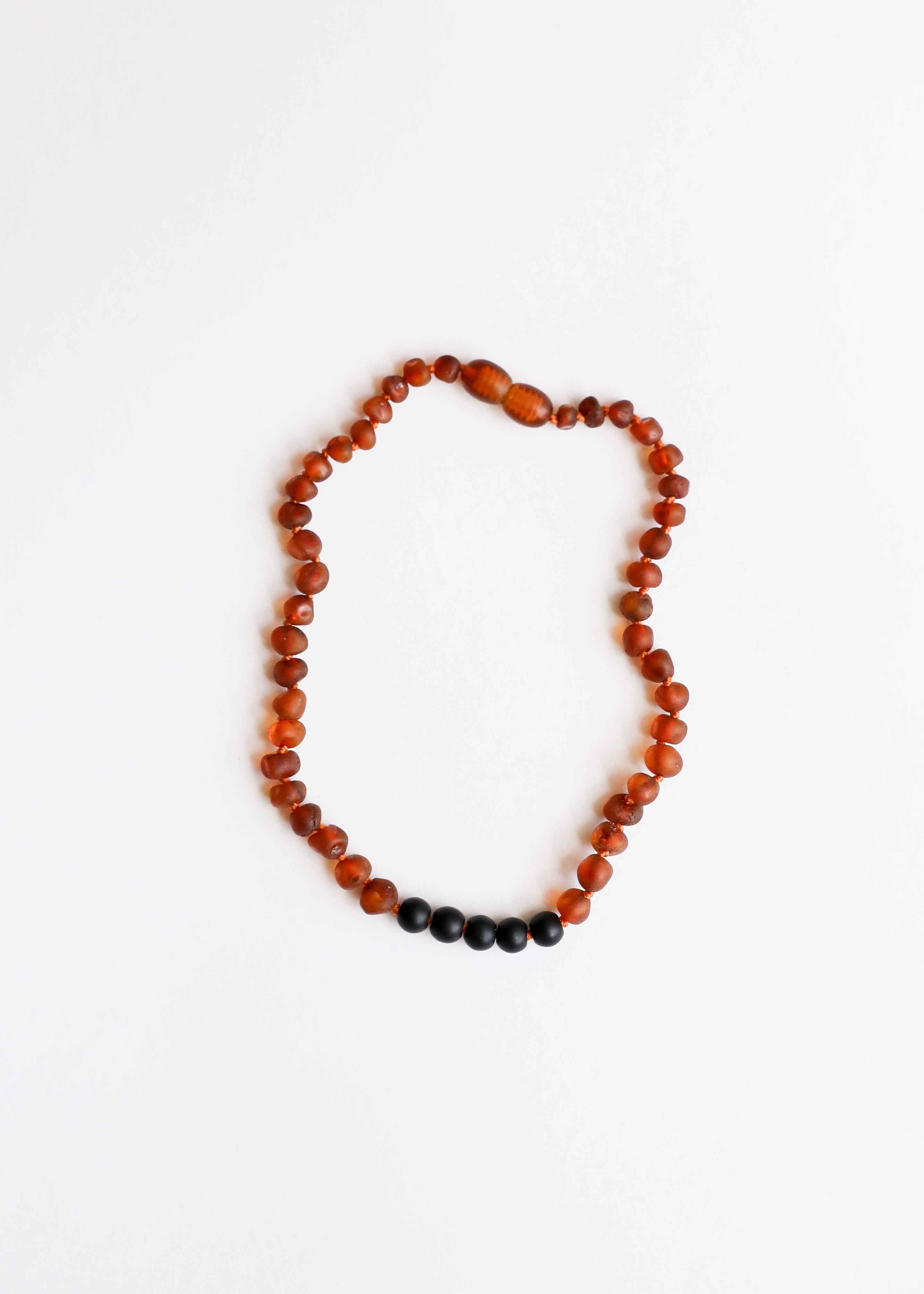 Raw Cognac Baltic Amber + Shungite || Necklace by CanyonLeaf