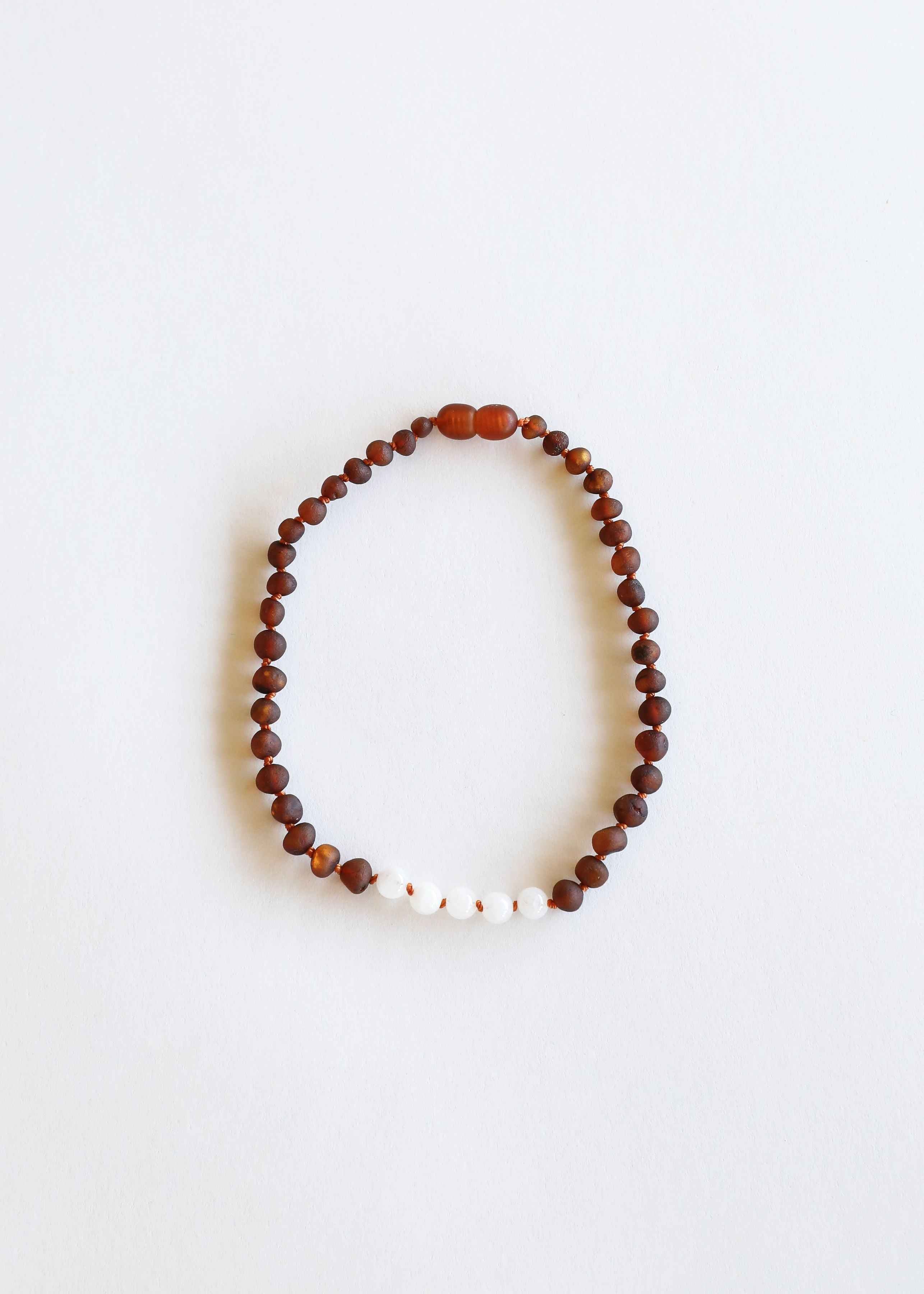 Raw Cognac Baltic Amber + Moonstone || Necklace Set