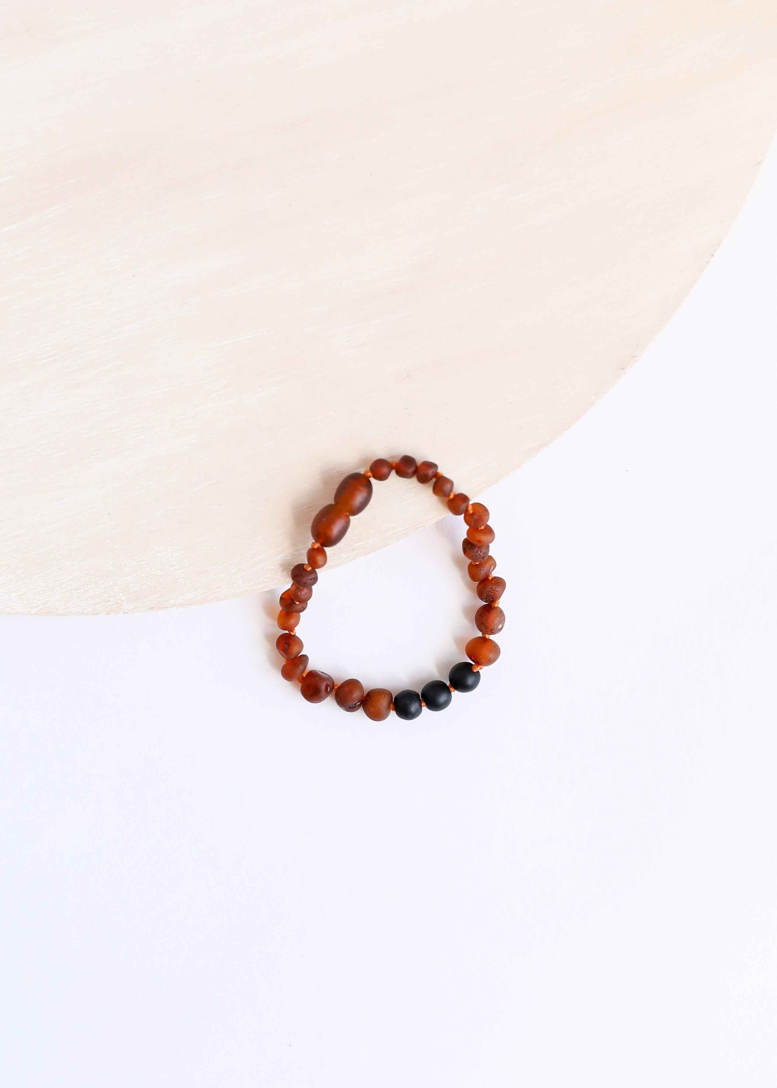 Raw Cognac Baltic Amber + Shungite || Anklet or Bracelet by CanyonLeaf