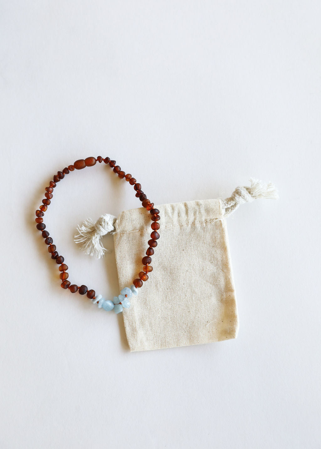 Raw Cognac Baltic Amber + Aquamarine || Necklace DestGlow