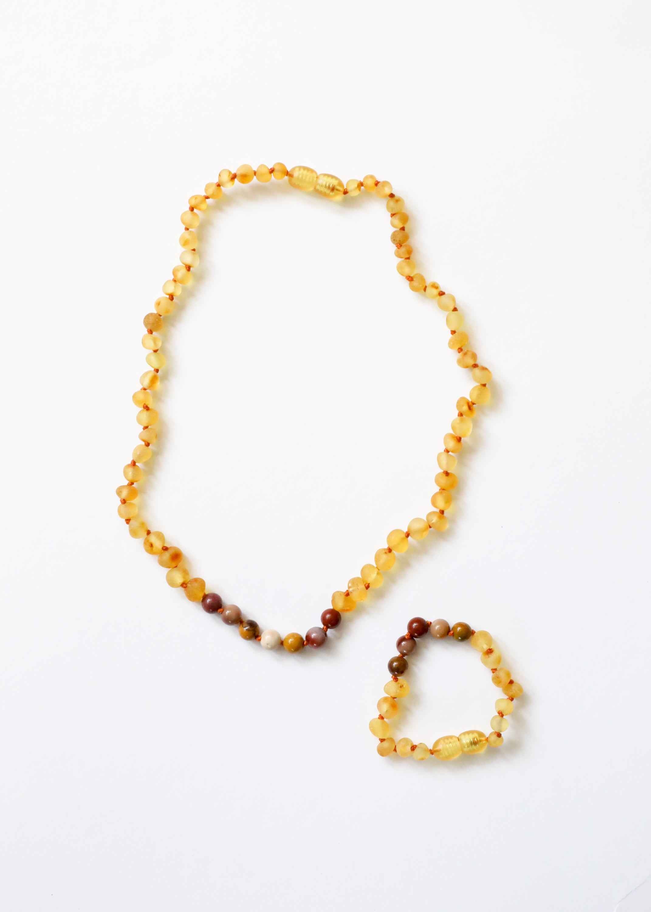 Raw Honey Baltic Amber + Mookaite Jasper || Necklace by CanyonLeaf