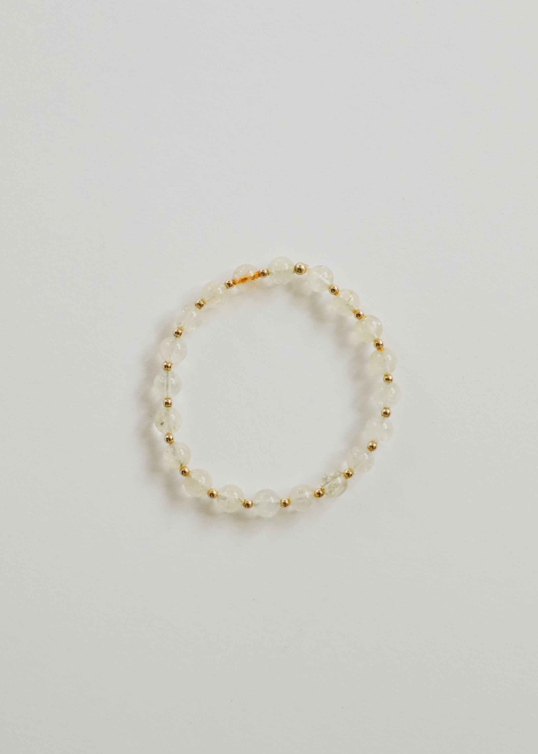 Citrine Gemstone + 14K Gold Filled Beaded Stretch Bracelet