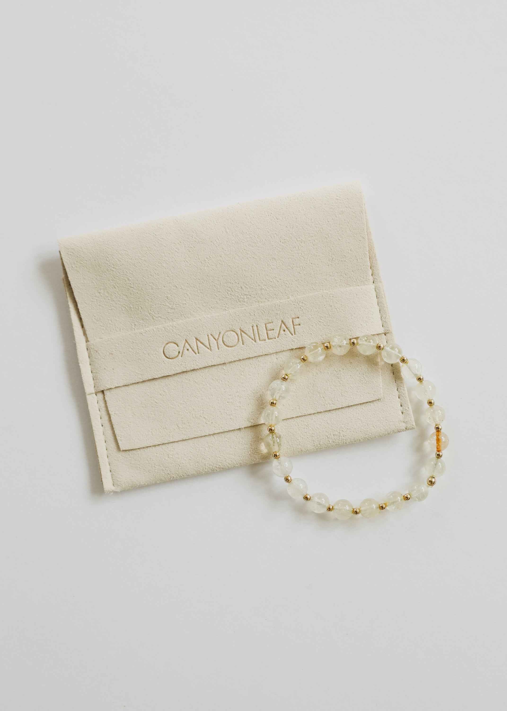 Citrine Gemstone + 14K Gold Filled Beaded Stretch Bracelet