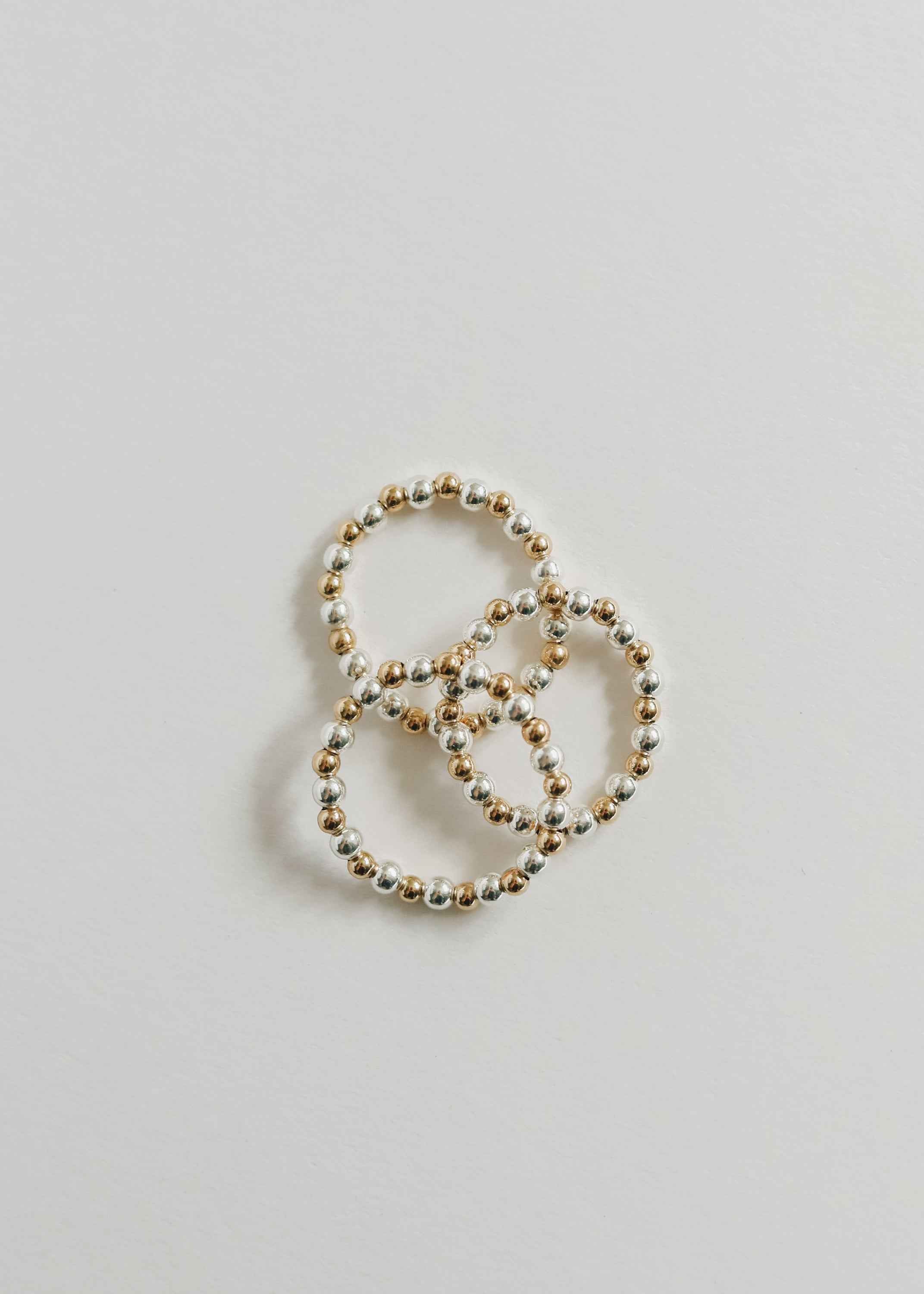 Sterling Silver + 14k Gold Filled || Beaded Stretch Ring