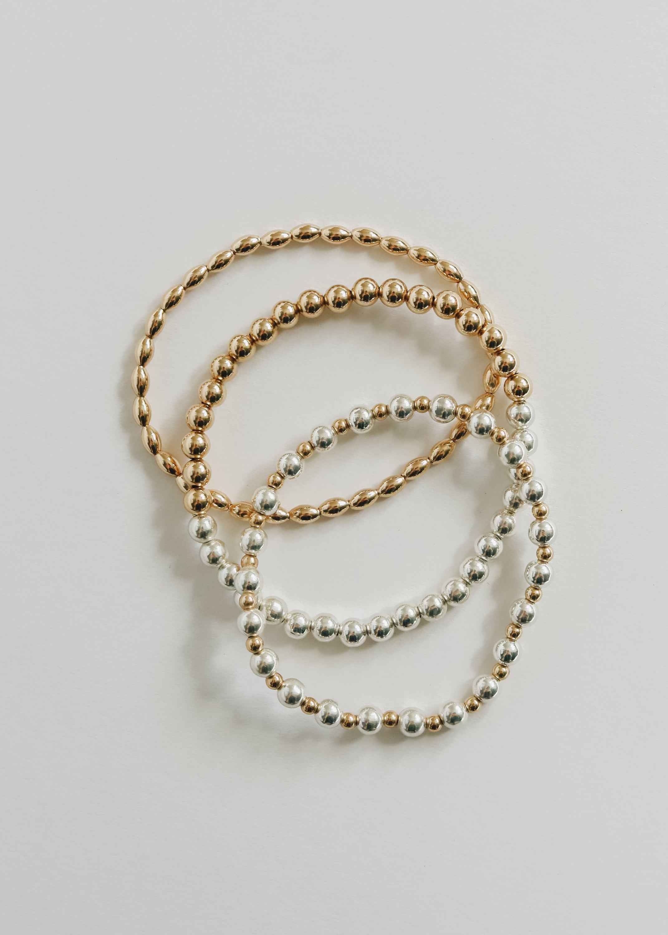 Sterling Silver + 14k Gold Filled Moon || Beaded Bracelet
