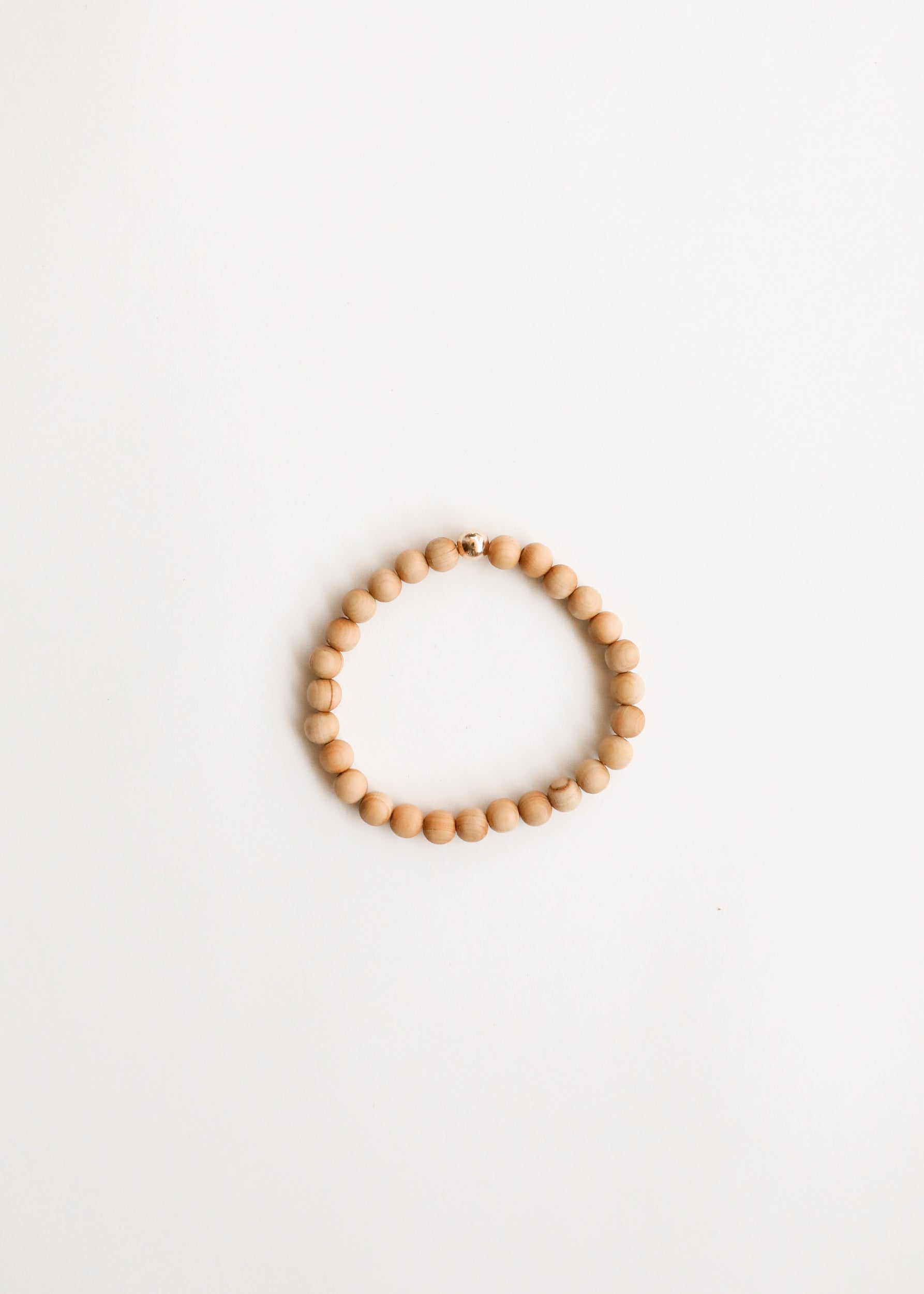 Cypress Wood + 14K Gold Filled || Beaded Stretch Bracelet by CanyonLeaf