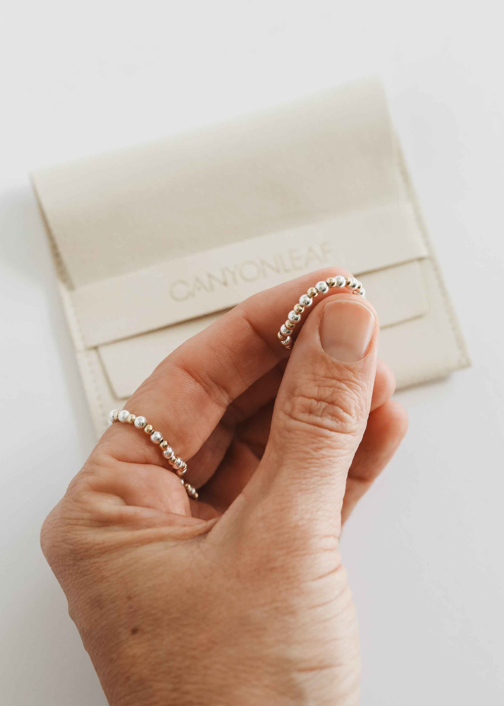 Sterling Silver + 14k Gold Filled || Beaded Stretch Ring