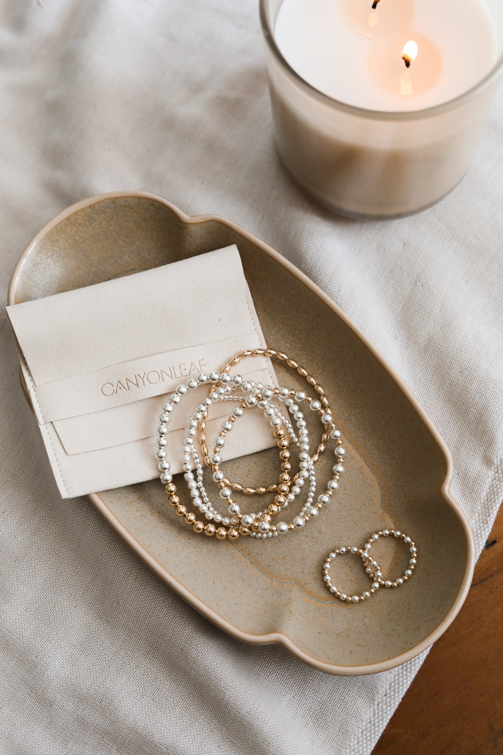 Sterling Silver + 14k Gold Filled Moon || Beaded Bracelet by CanyonLeaf