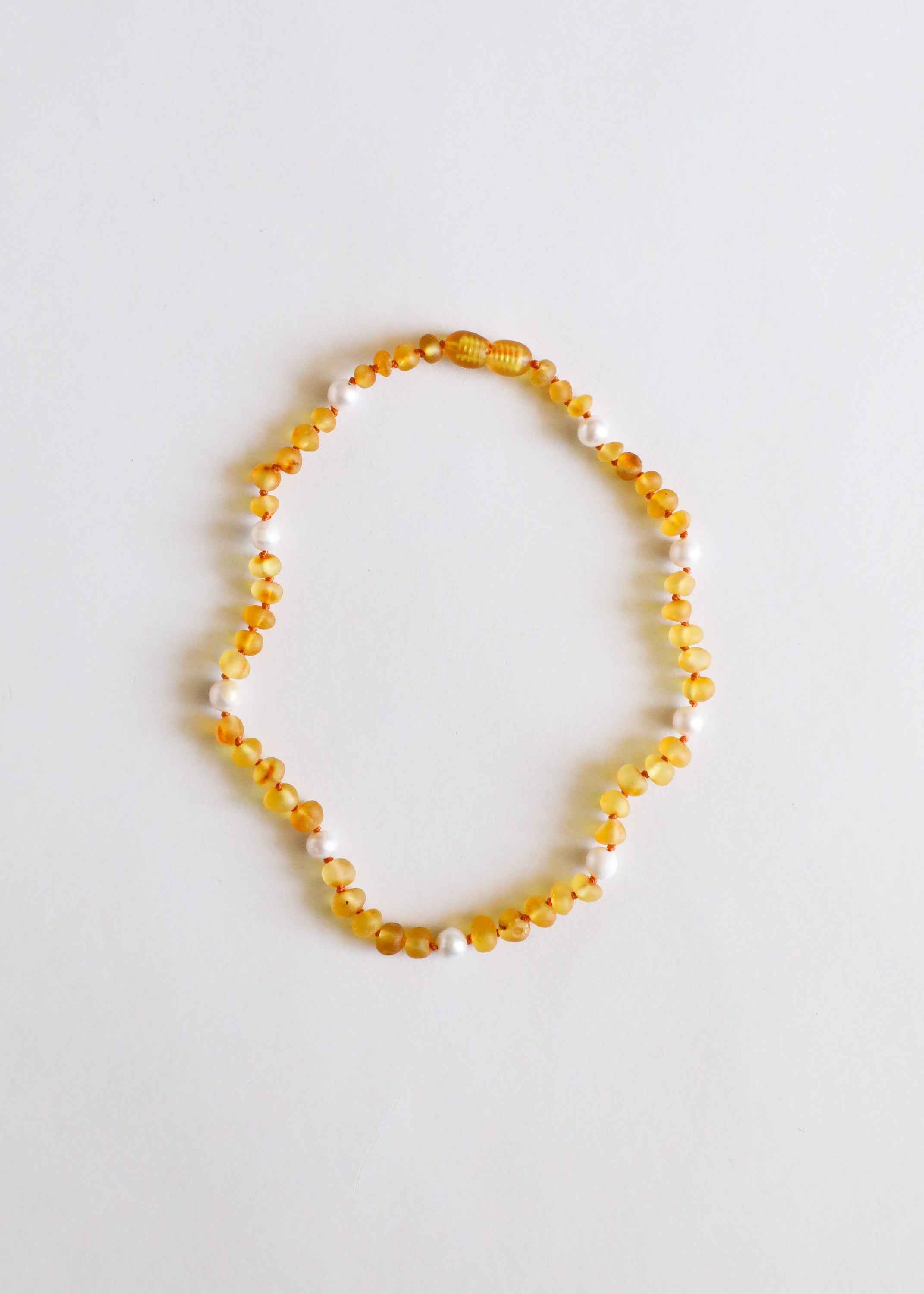 Raw Honey Baltic Amber + Pearl Halo || Necklace by CanyonLeaf