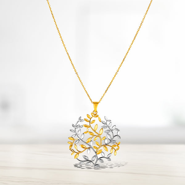 14k Two-Tone Yellow and White Gold Tree of Life Pendant by Bids.com