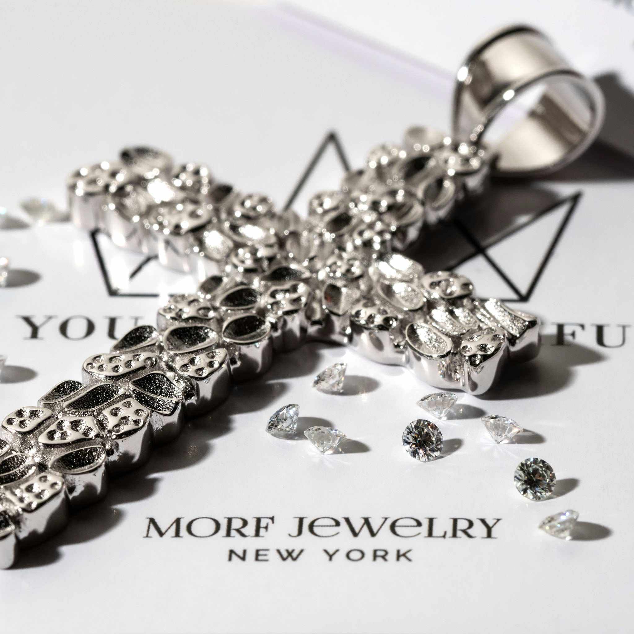 Nugget Cross Pendant Religious 925 Sterling Silver - DestGlow