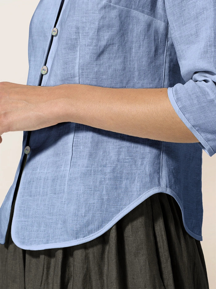 100% Linen Hand Button Fitted Jacket AMELIA DestGlow