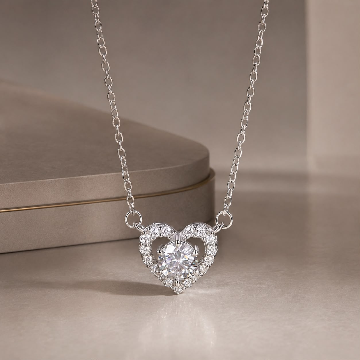 925 Sterling Silver Moissanite 0.5 Carat Necklace with CZ for Women DestGlow