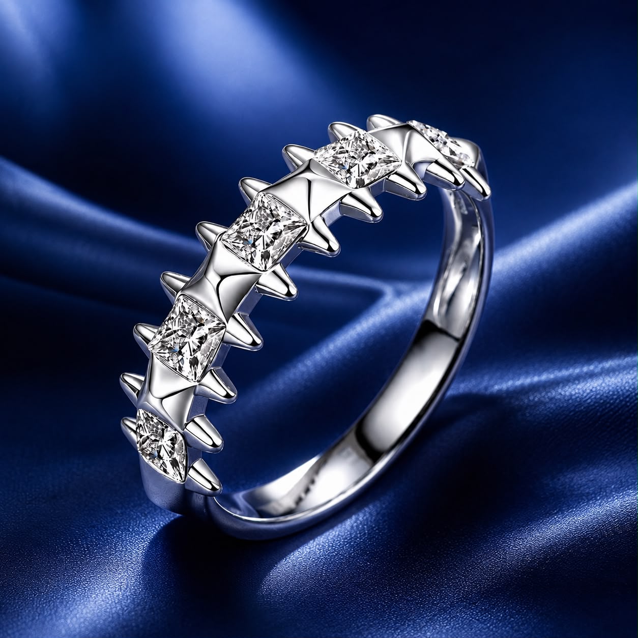 925 Sterling Silver 0.24cm White Gold Plated Ring with CZ for Women Size 6 DestGlow