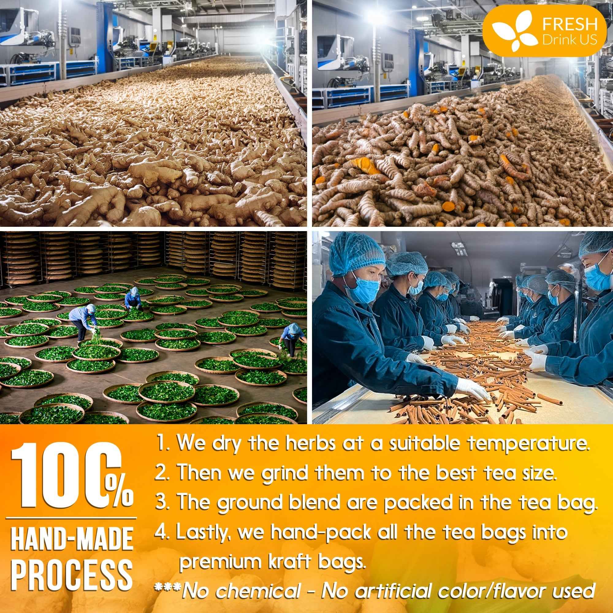 Anti-Inflammaheb Loose Leaf Tea, 100% Natural from Ginger, Turmeric, Peppermint, Black Pepper, Cinnamon