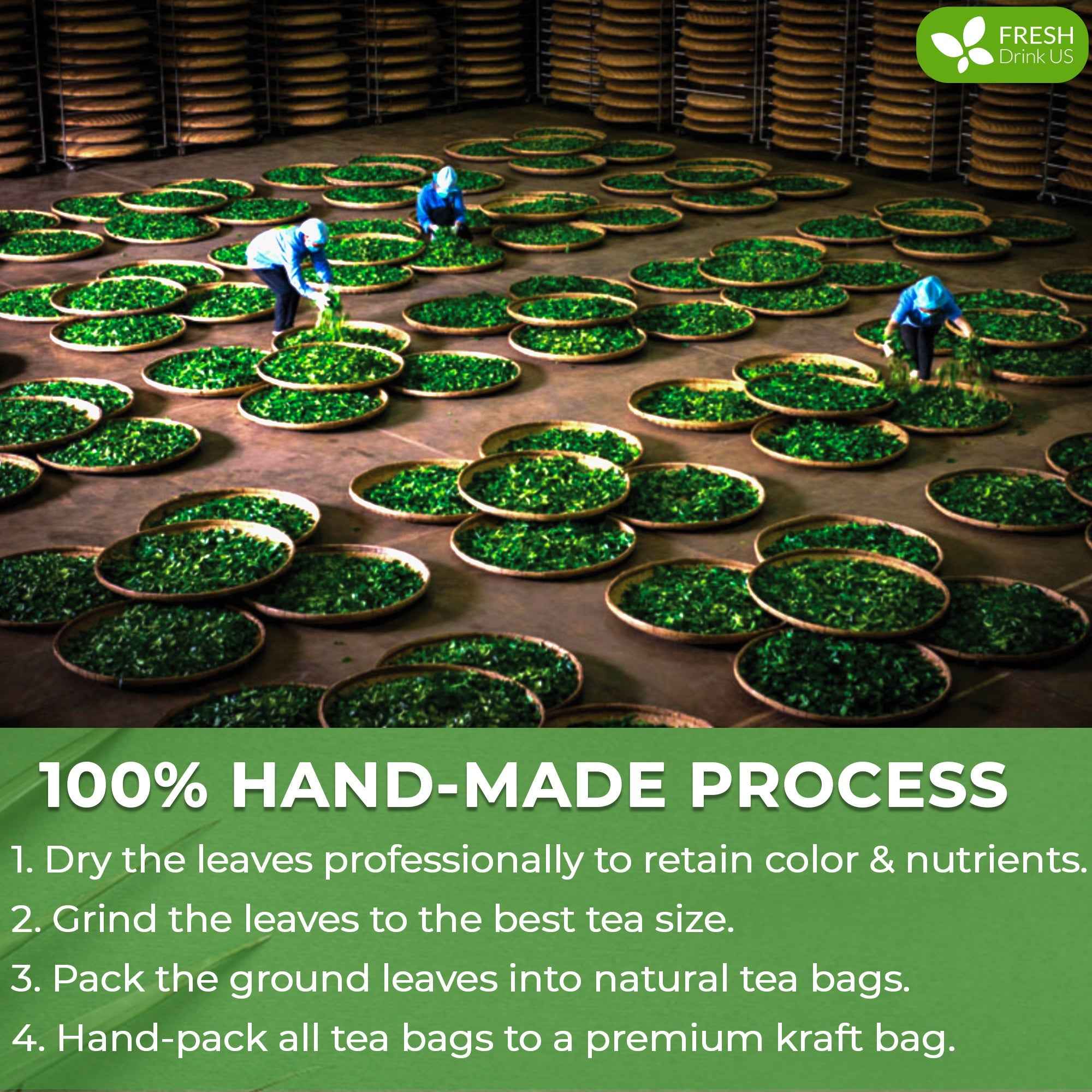 Moringa Leaf Tea Bags, 100% Natural & Pure from Moringa Leaves. Loose Leaf Moringa Herbal Tea. Moringa Leaf Tea. No Sugar, No Caffeine, No Gluten, Vegan