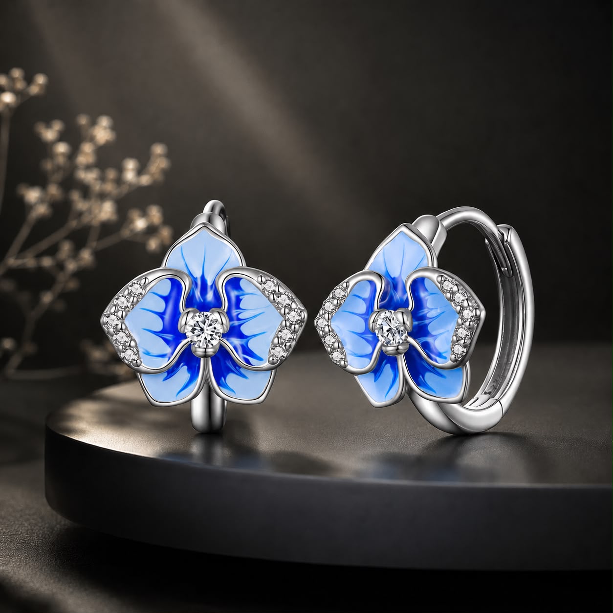 925 Sterling Silver Earrings with Enamel and Pavé Setting, 10mm for Women DestGlow