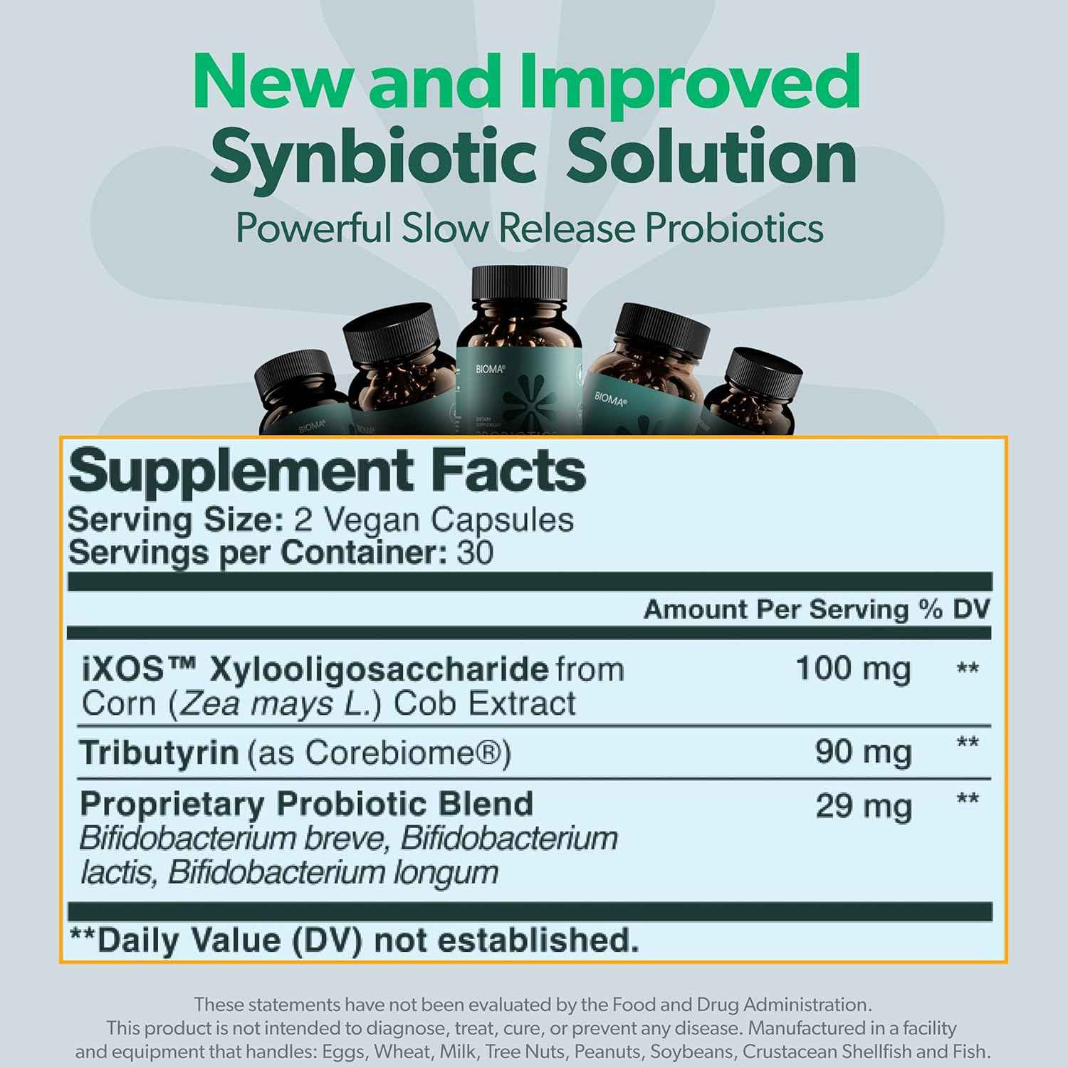 BIOMA Probiotic Gut Support - Vegan, Gluten Free, 60 Caps - Clearance Sale