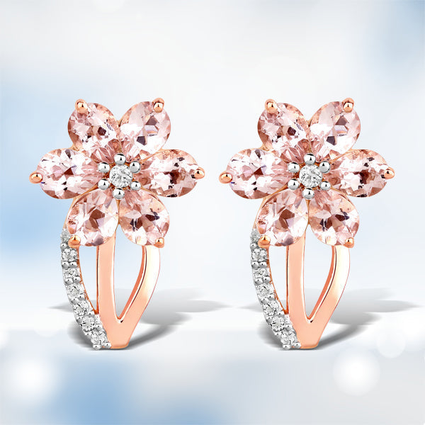 1.66 Carat Genuine Morganite and White Topaz .925 Sterling Silver Earrings DestGlow