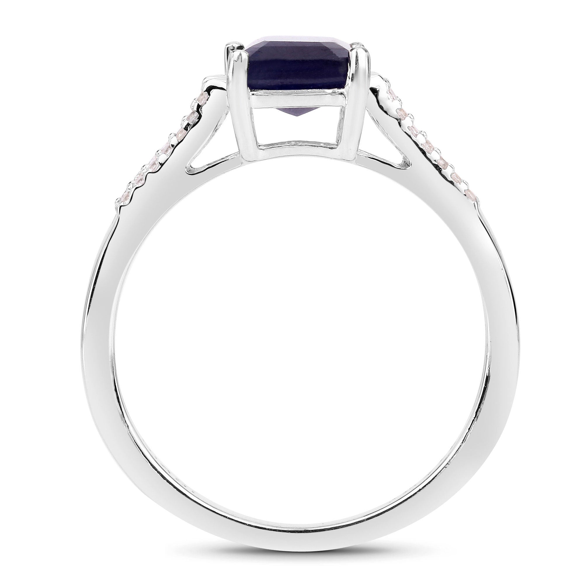 3.07 Carat Glass Filled Sapphire and White Zircon .925 Sterling Silver Ring by Bids.com