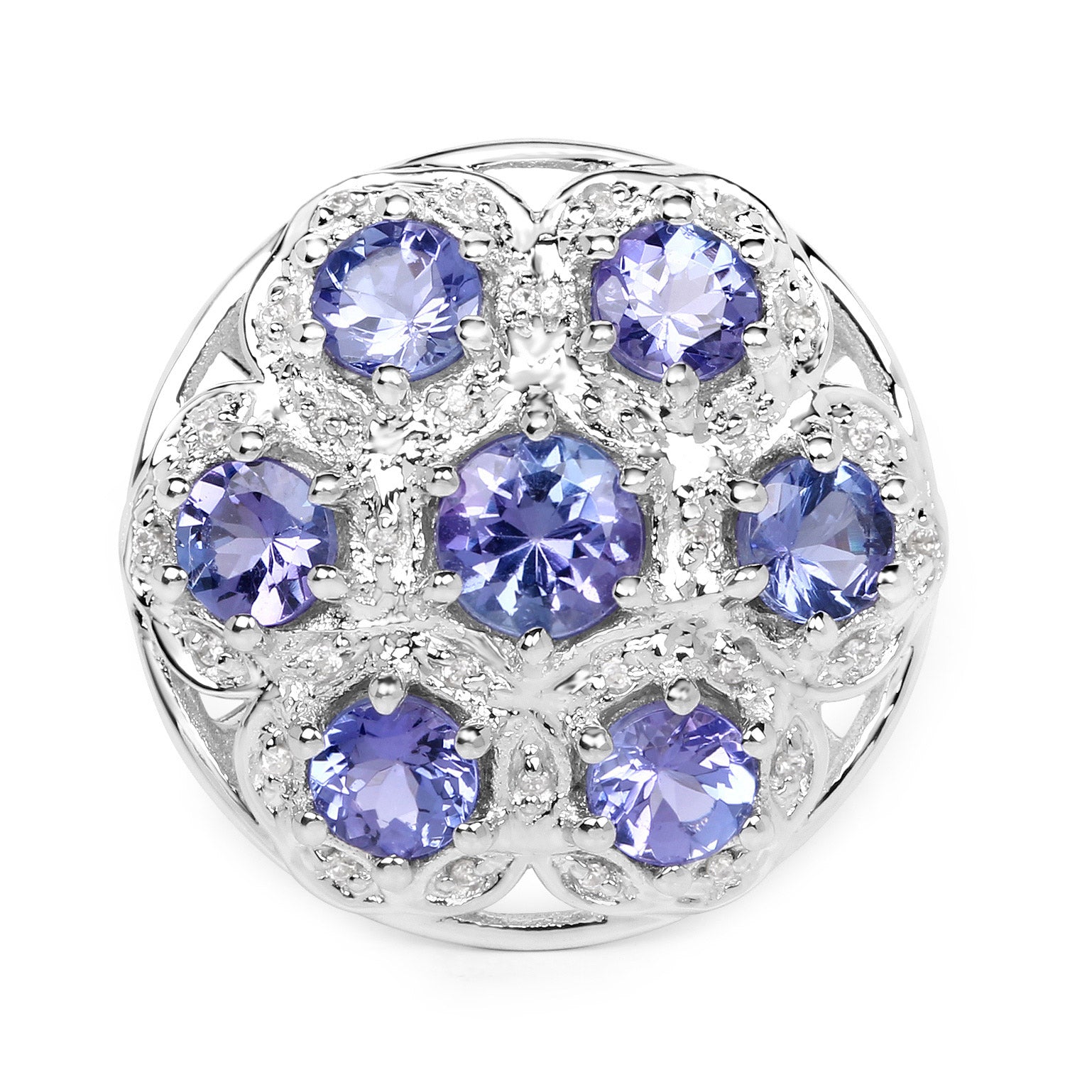 2.00 Carat Genuine Tanzanite and White Zircon .925 Sterling Silver Ring by Bids.com
