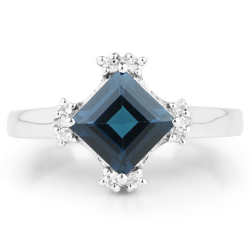 1.99 Carat Genuine London Blue Topaz & White Topaz .925 Sterling Silver Ring by Bids.com