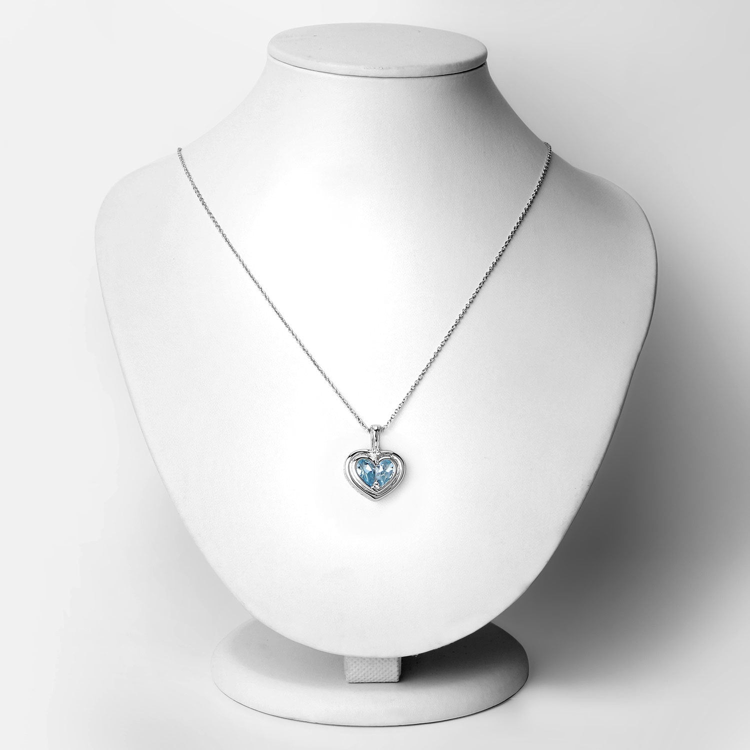 2.66 Carat Genuine Blue Topaz and White Topaz .925 Sterling Silver Pendant DestGlow