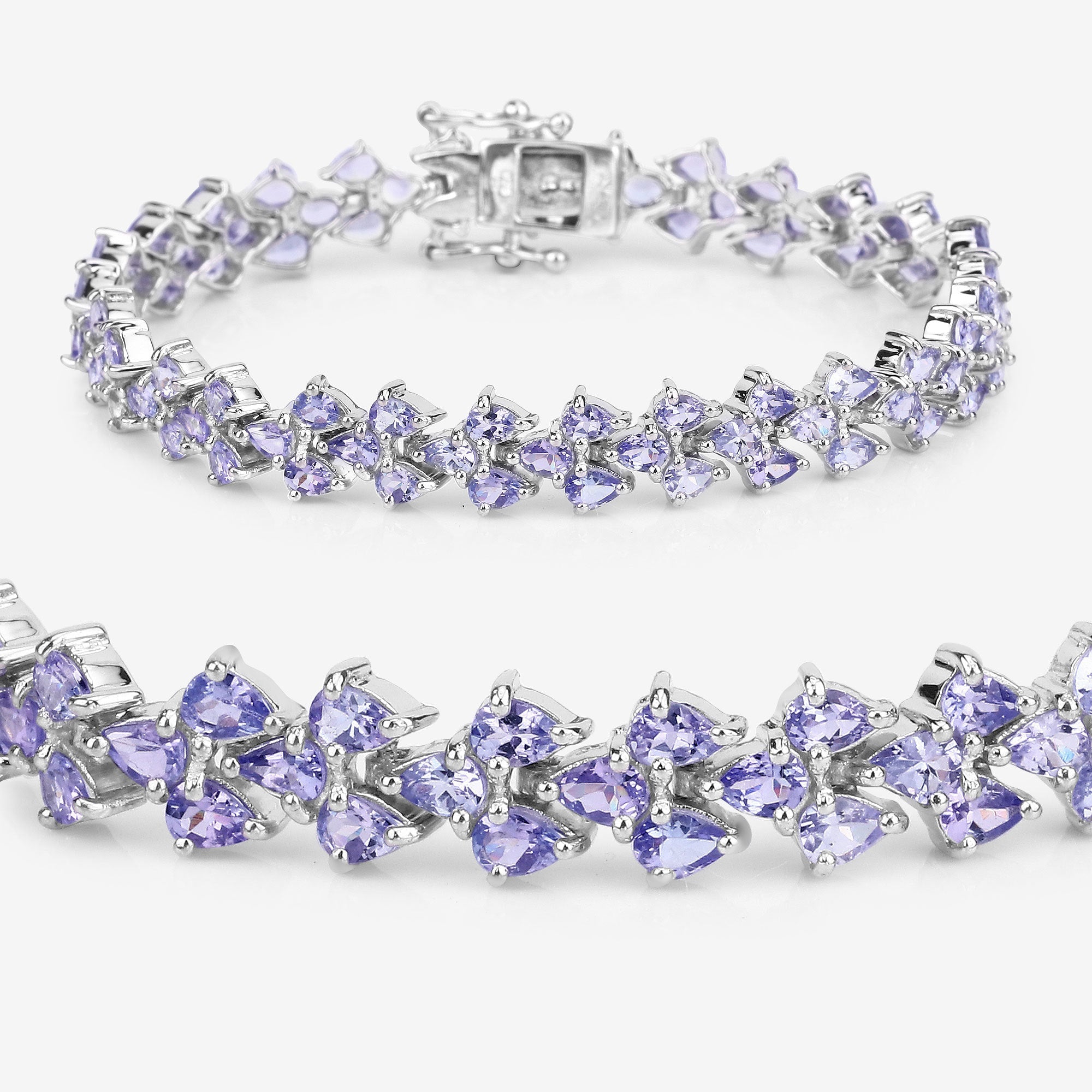 12.04 Carat Genuine Tanzanite .925 Sterling Silver Bracelet DestGlow