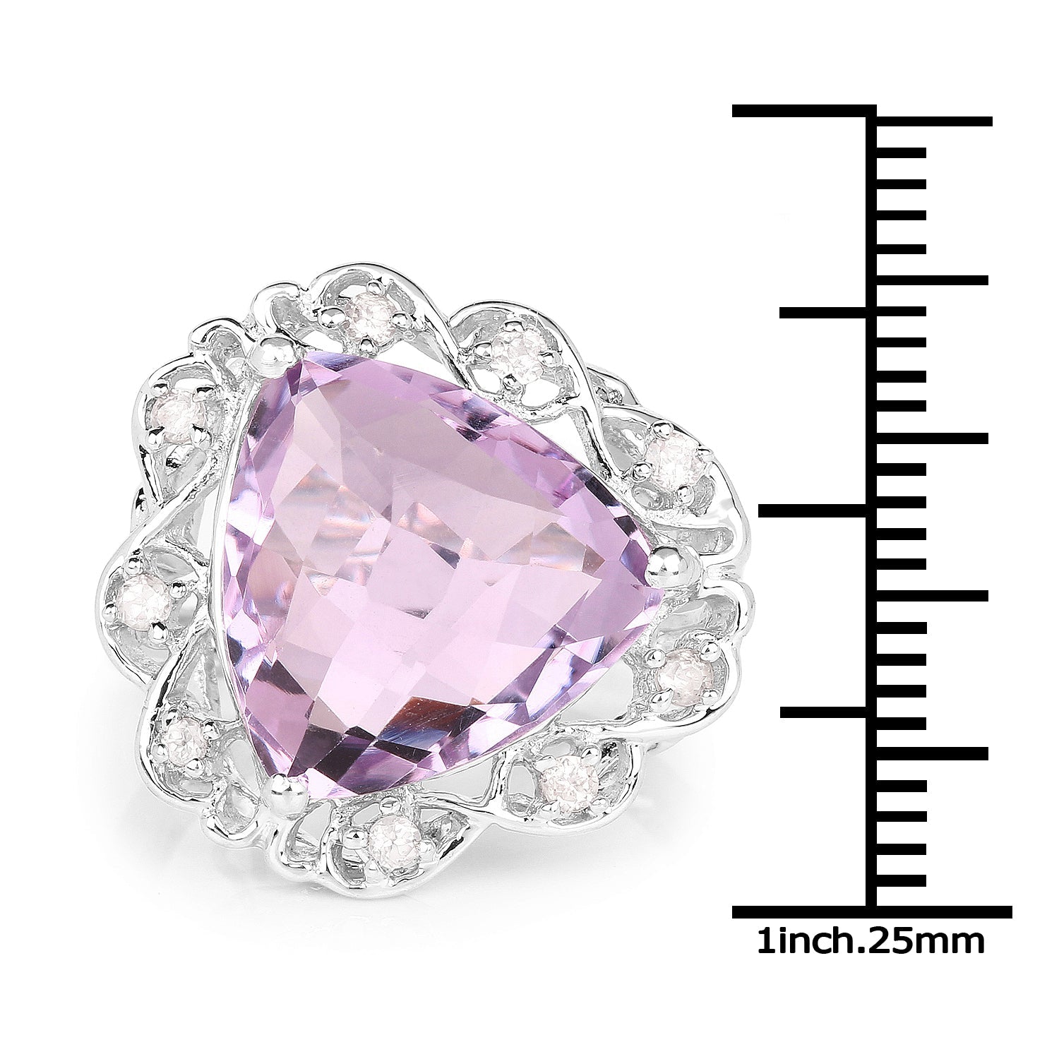 8.86 Carat Genuine Amethyst and White Zircon .925 Sterling Silver Ring by Bids.com