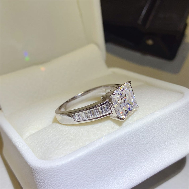 3 Carat Asscher Cut Sparkala™ Pure Sterling Silver Square Shape Ring - DestGlow