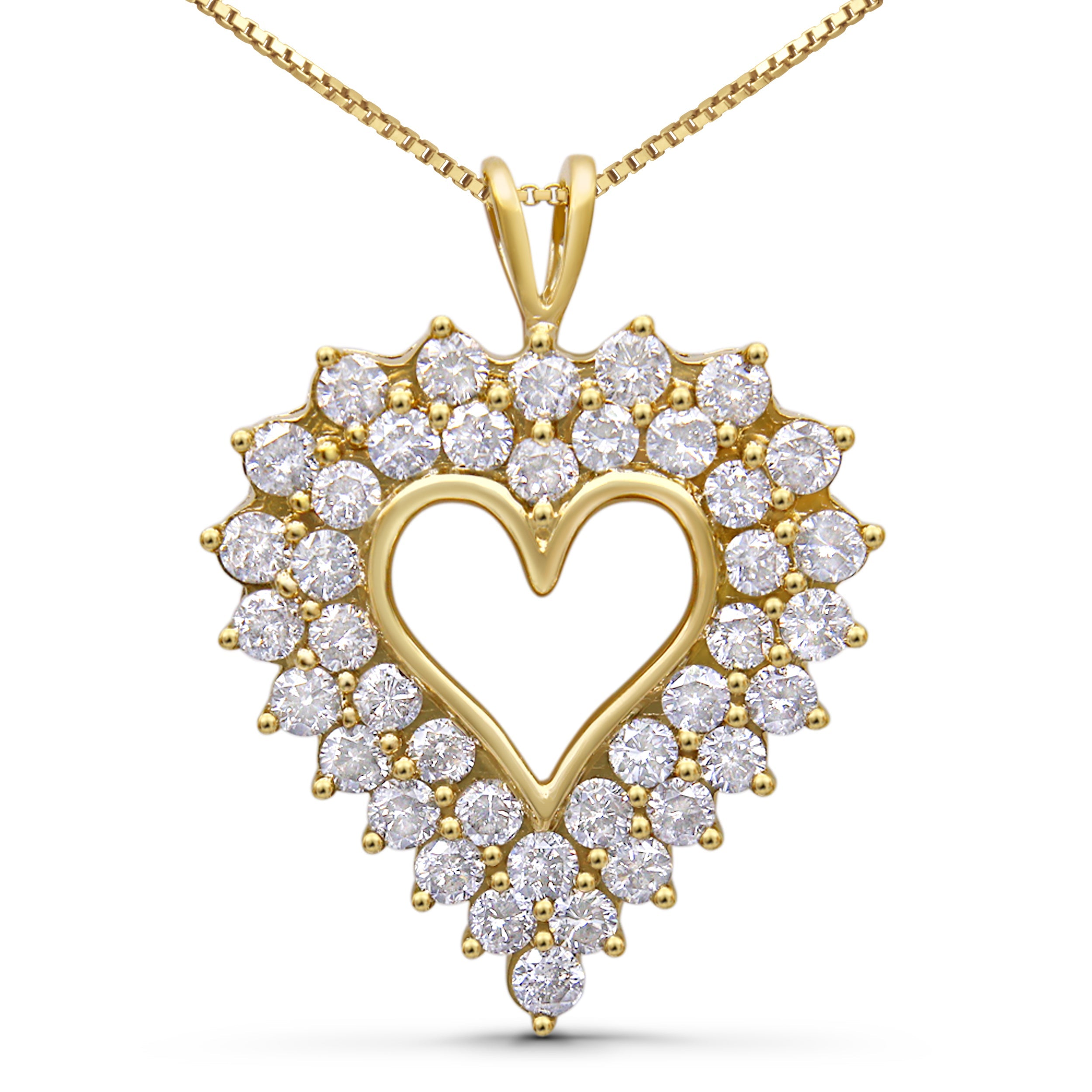 14K Yellow Gold Plated .925 Sterling Silver 4.0 Cttw Diamond Shadow Frame Heart 18" Pendant Necklace (J-K Color, I1-I2 Clarity) by Bids.com