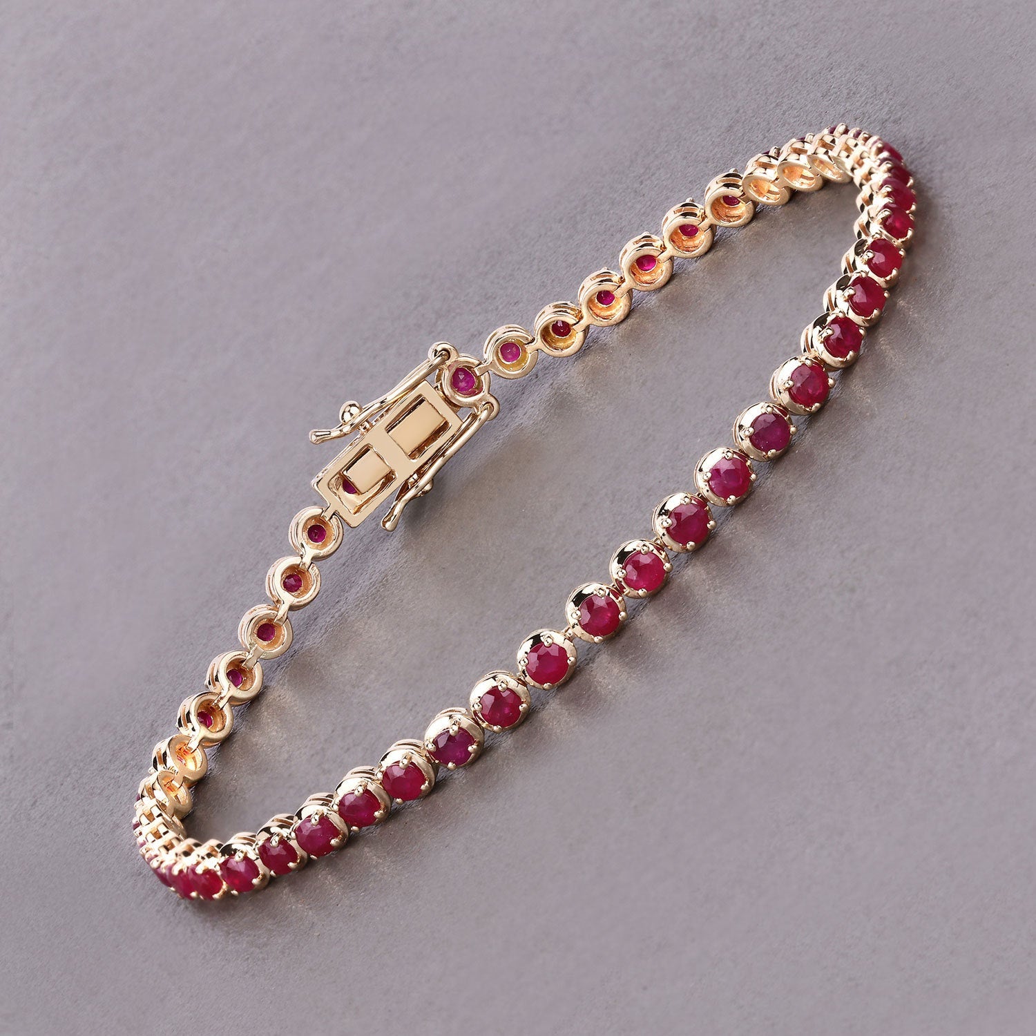 3.13 Carat Genuine Mozambique Ruby 14K Yellow Gold Bracelet by Bids.com