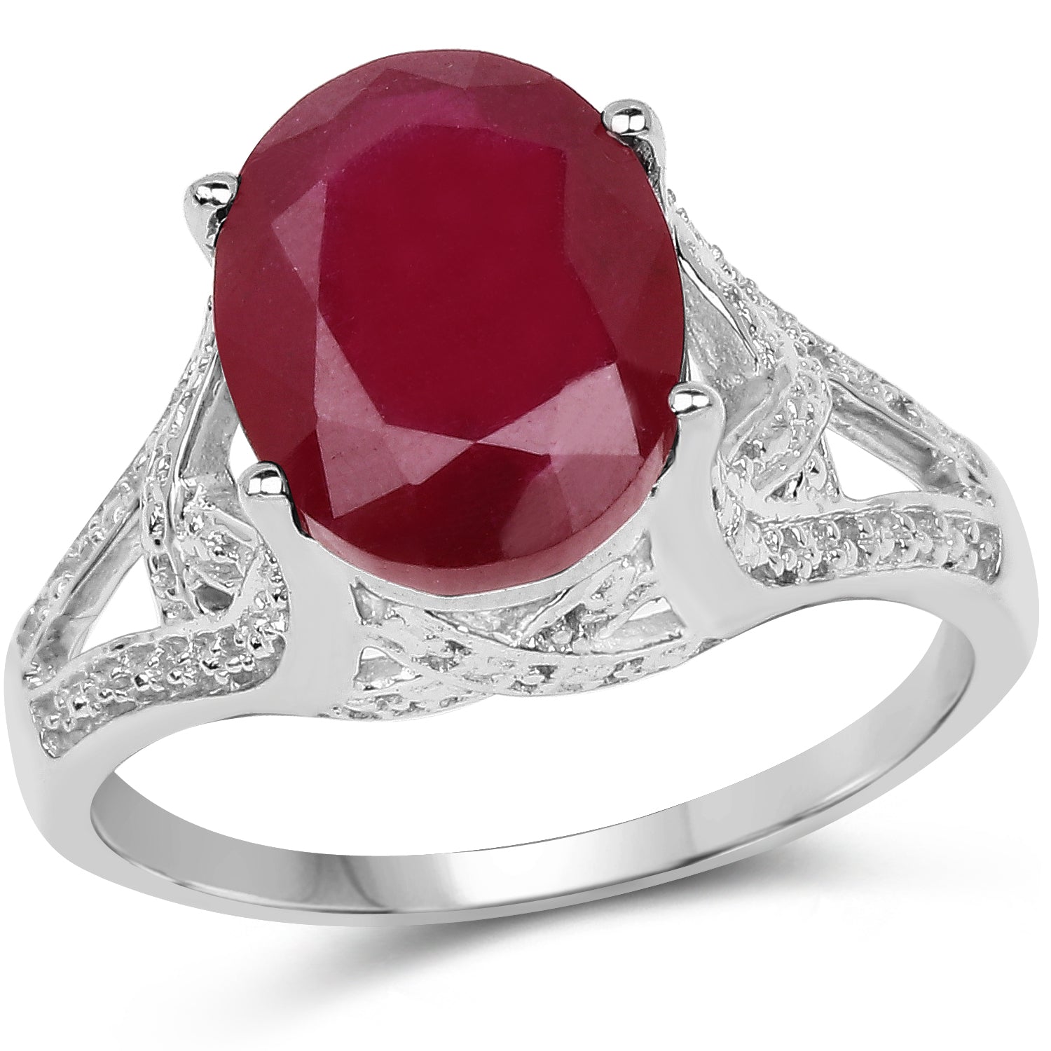 4.00 Carat Genuine Glass Filled Ruby .925 Sterling Silver Ring DestGlow