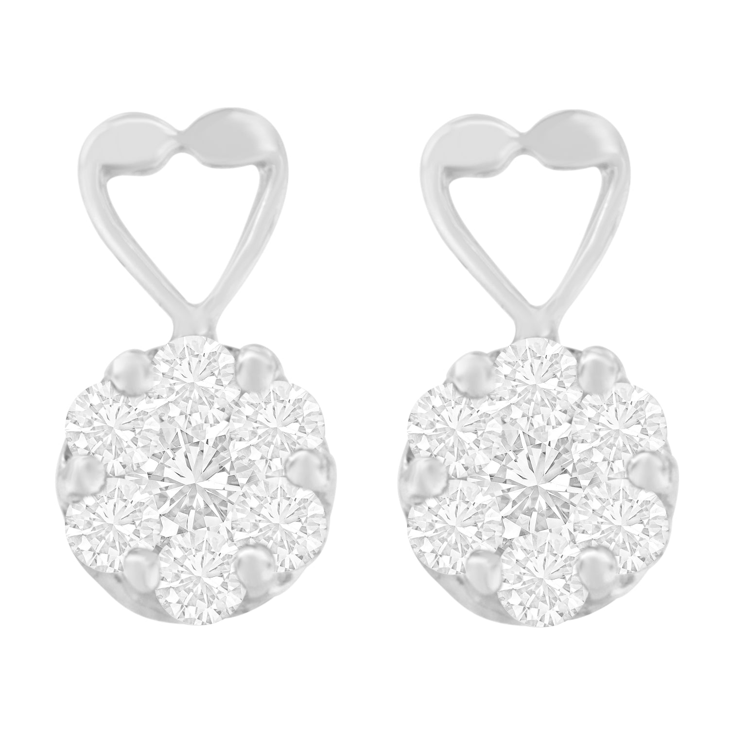 14K White Gold 1 1/4 cttw Round Cut Diamond Earrings (H-I, I1-I2) by Bids.com